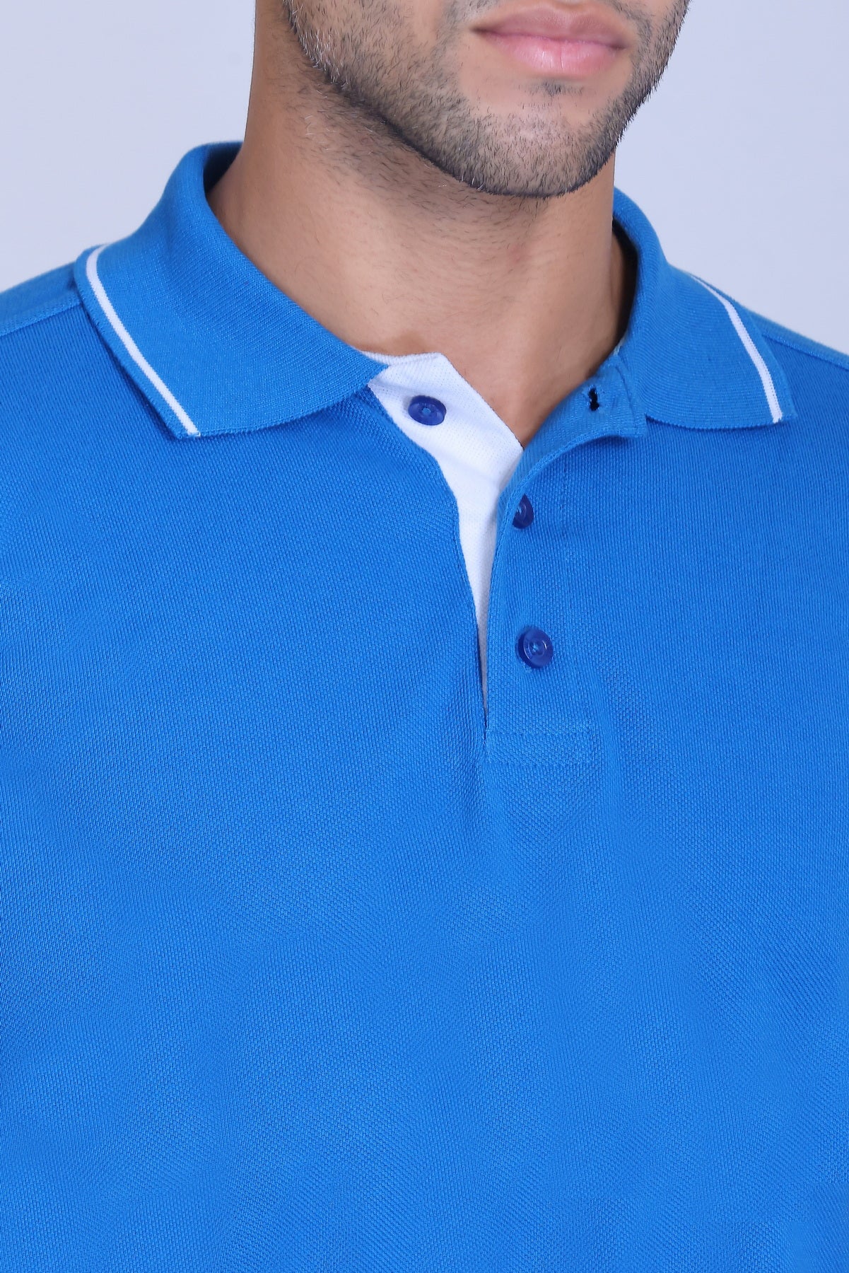 PIKMEE Highline Polo T-Shirt in Turquoise Blue with White - image 4