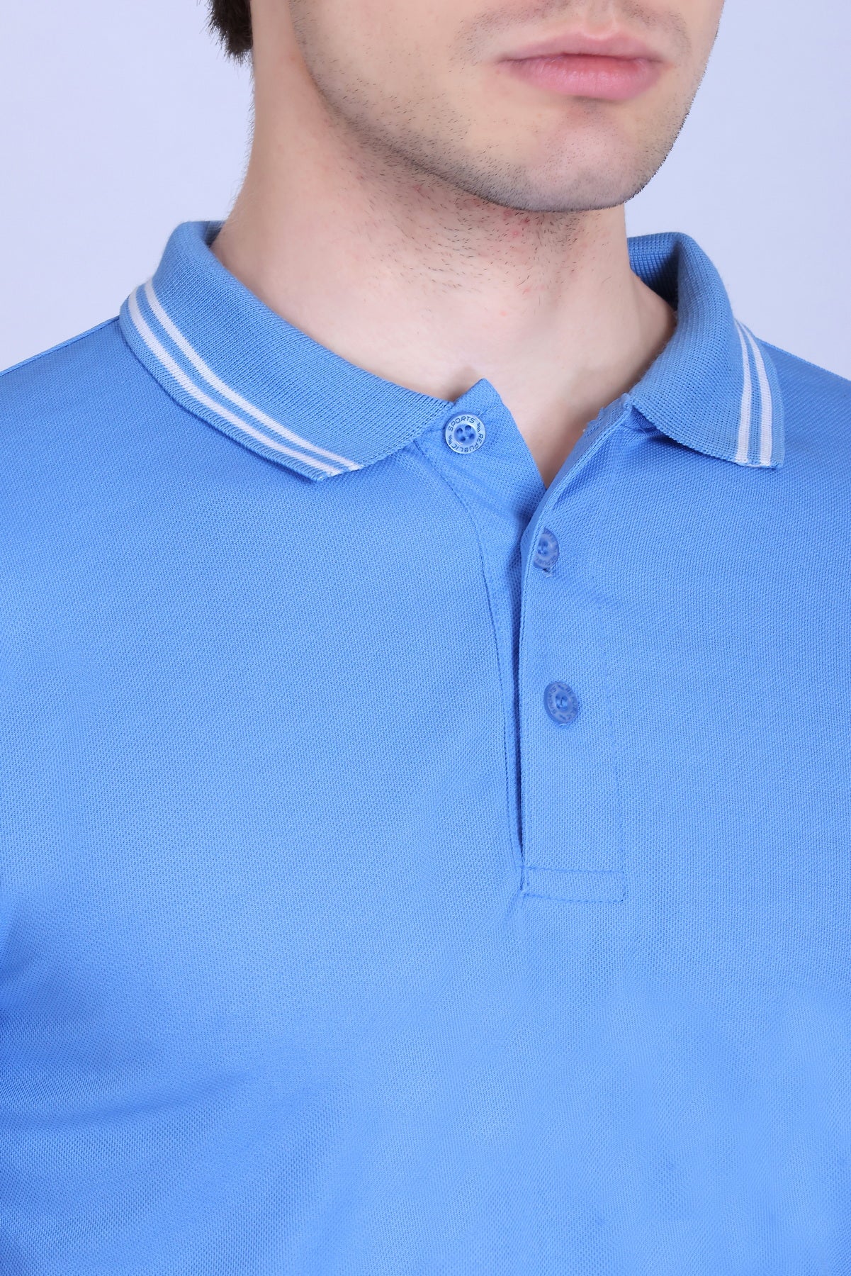 Sports Republic Acti Hy:Dry Dryfit Polo T-Shirt in Sky Blue With White Tipping - 3