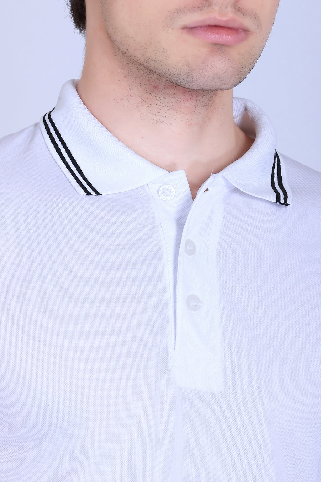 Sports Republic Acti Hy:Dry Dryfit Polo T-Shirt in White With Black Tipping - 3