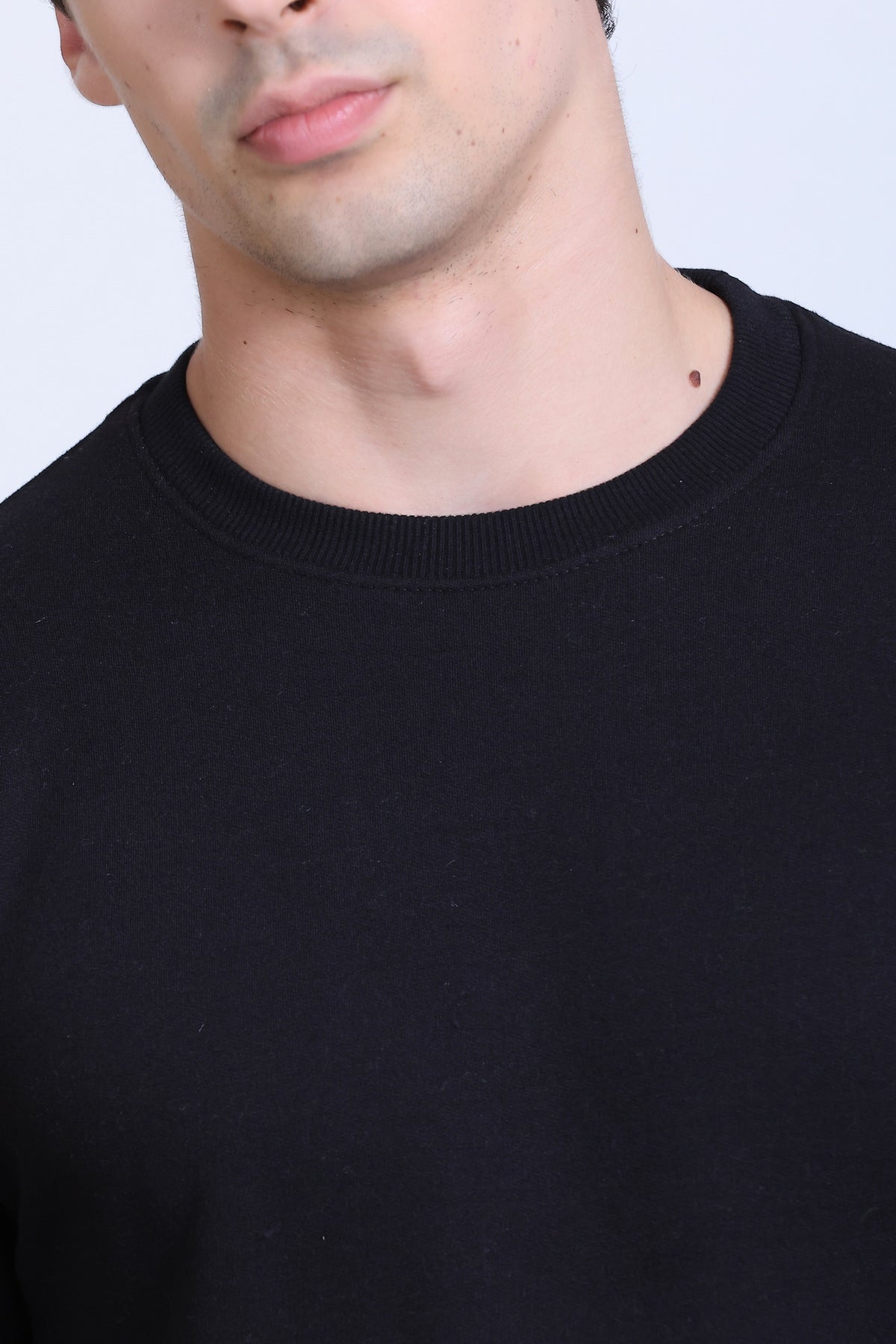 Pikmee Zero Degree Men's Crew Neck Cotton Fleece Sweatshirt - Black
