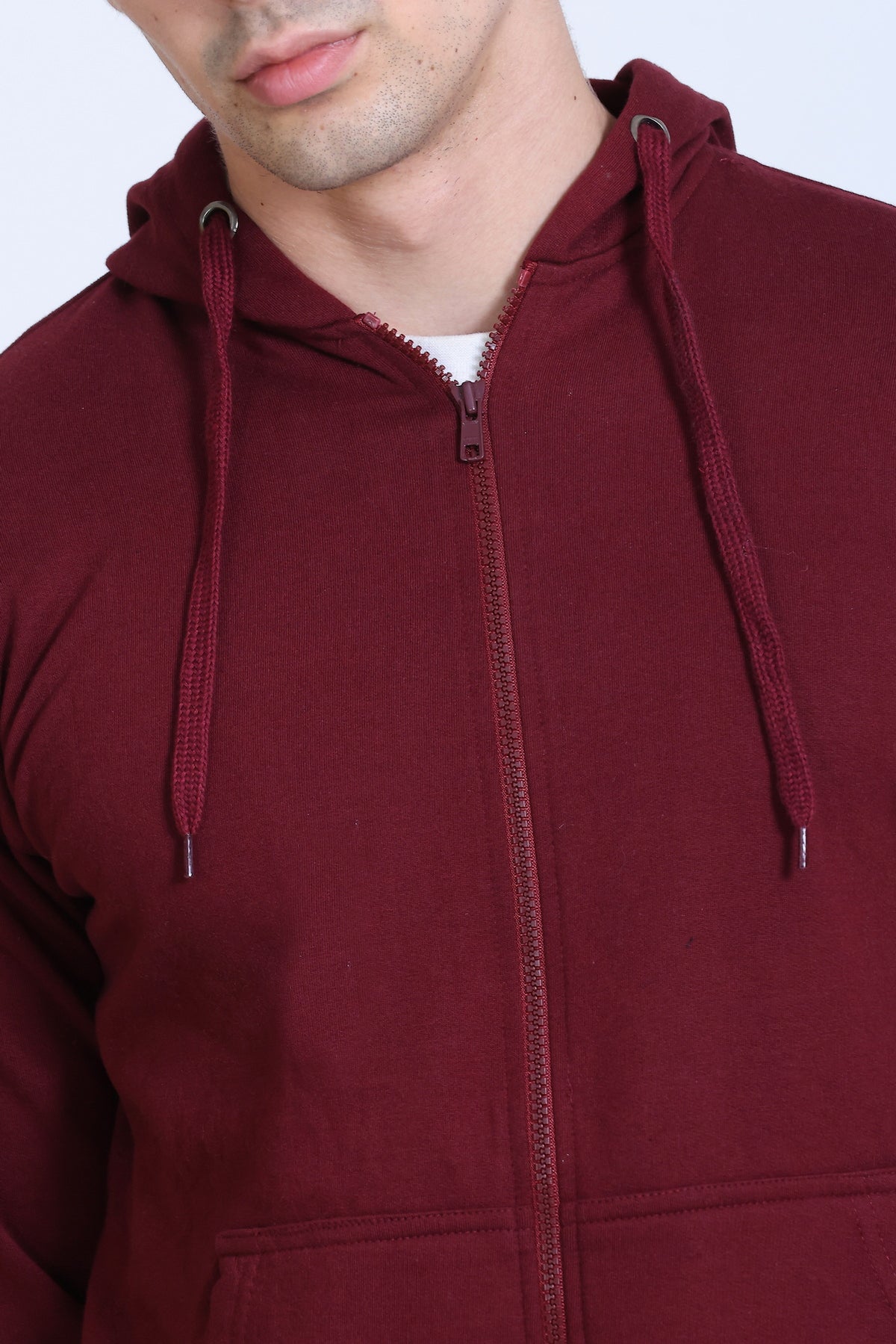Pikmee Zero Degree Men's Zippered Hooded Sweatshirt - Maroon