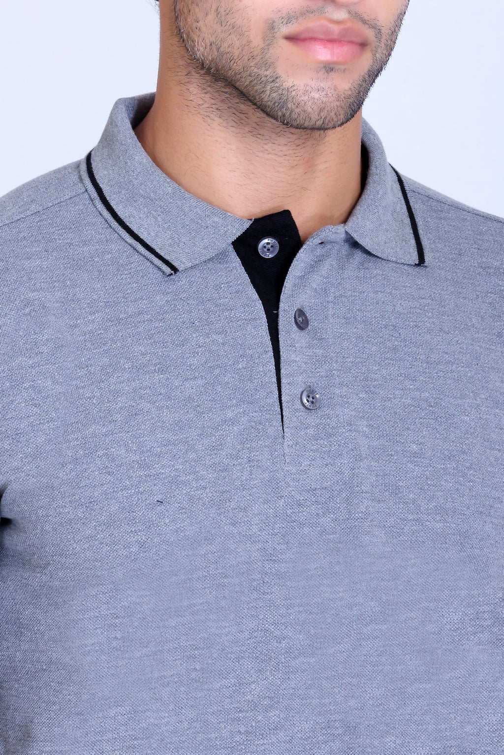 PIKMEE Highline Polo T-Shirt in Grey Melange with Black - image 4