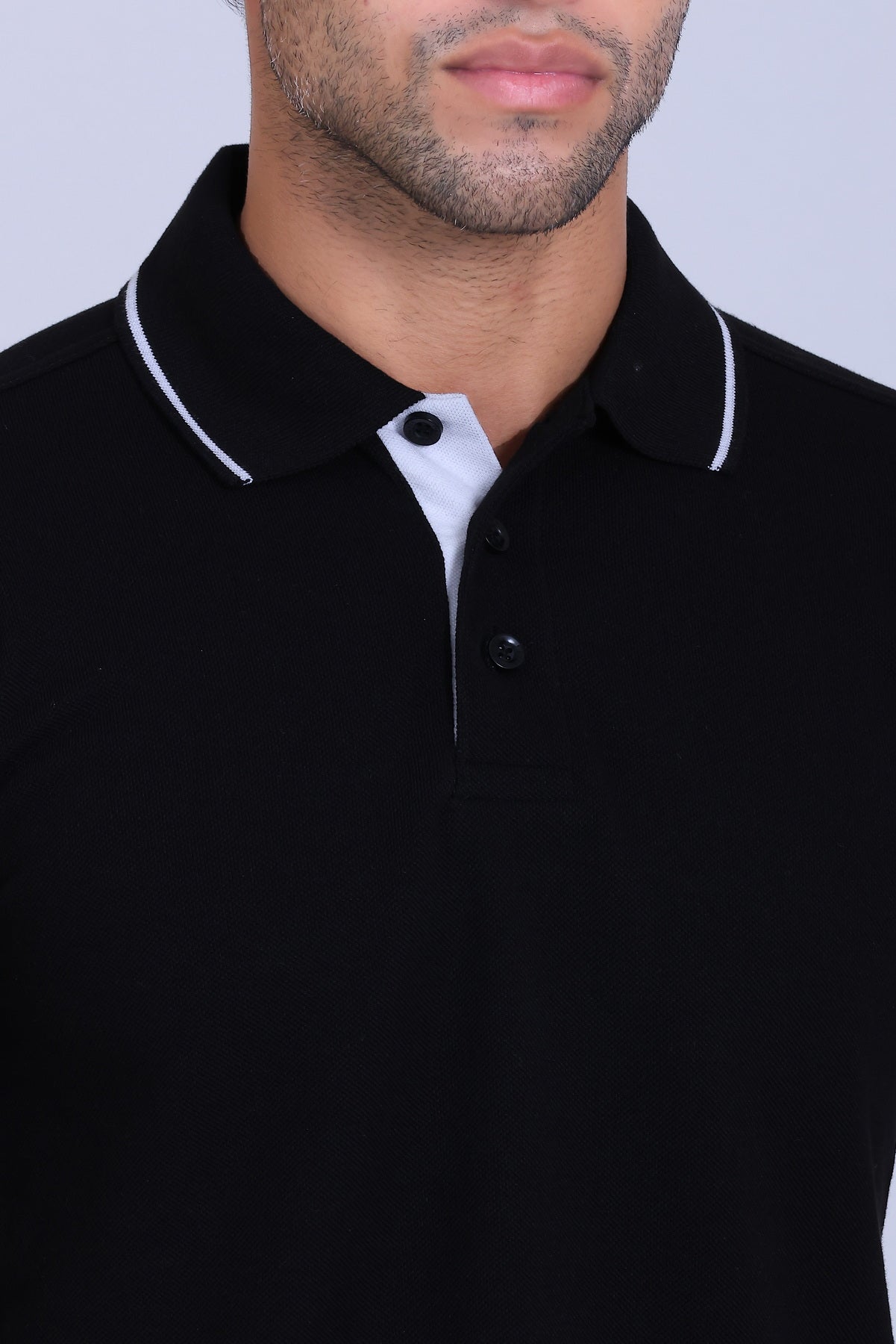 PIKMEE Highline Polo T-Shirt in Black with White - image 4
