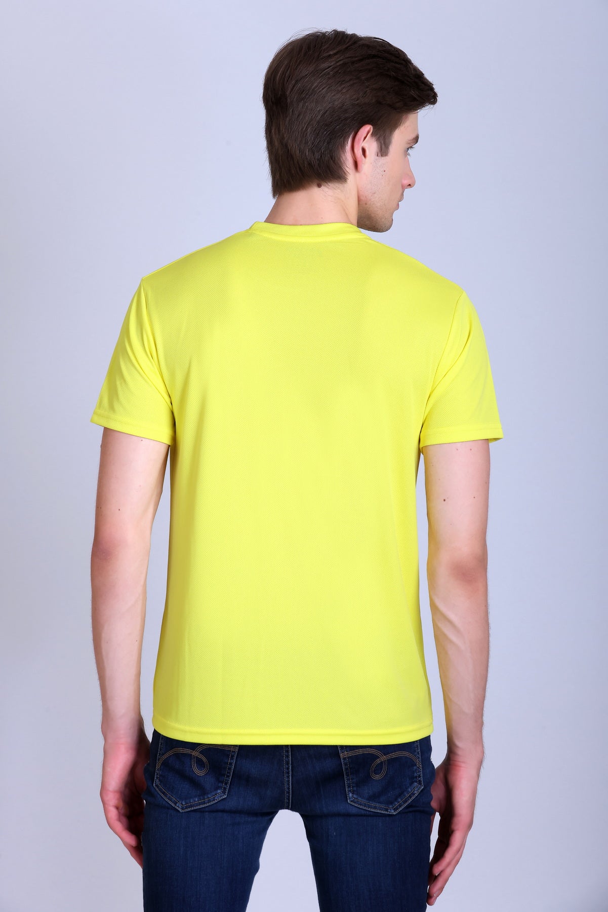 Sports Republic Acti-Go Dryfit Crew Neck T-Shirt in Lemon Yellow - 4