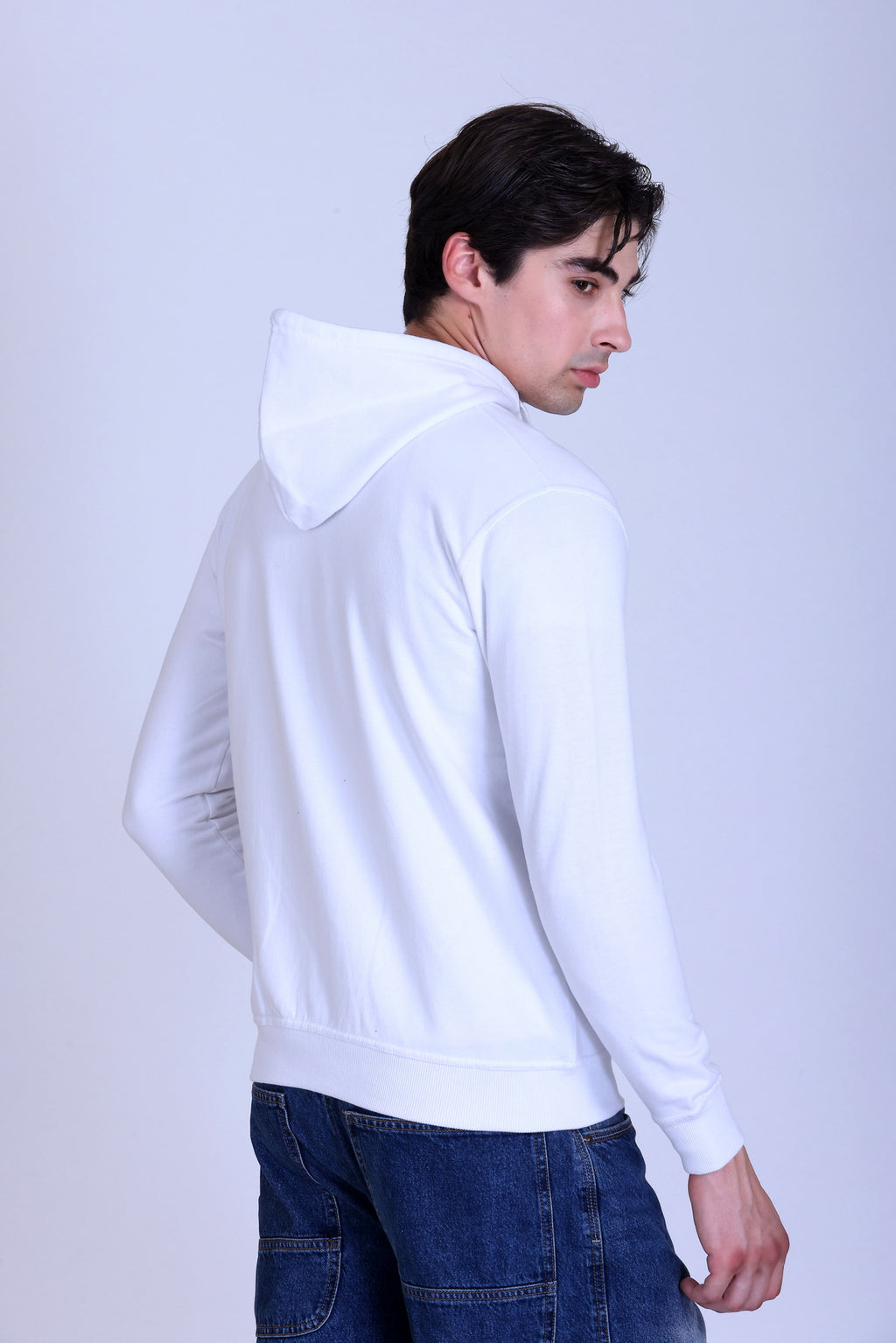 Pikmee Zero Degree Men's Zippered Hooded Sweatshirt - White