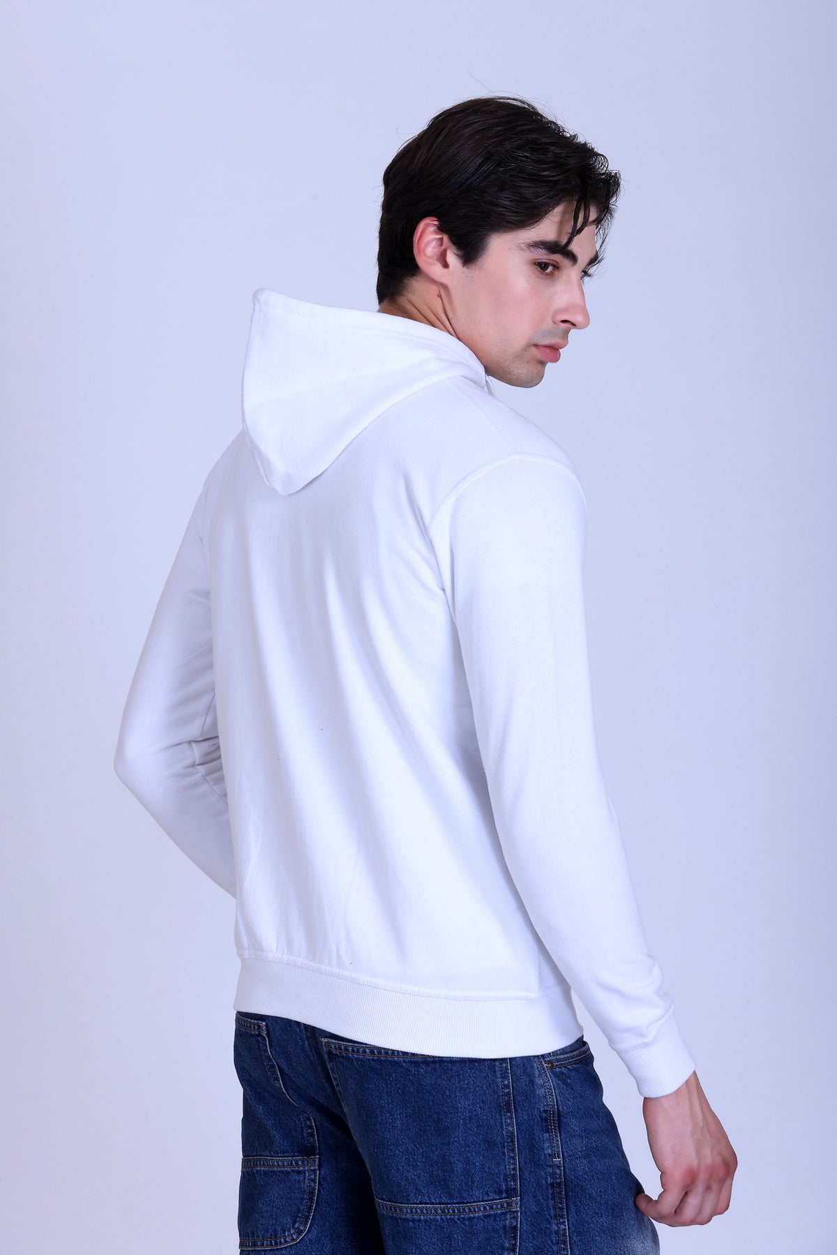 Pikmee Zero Degree Men's Zippered Hooded Sweatshirt - White