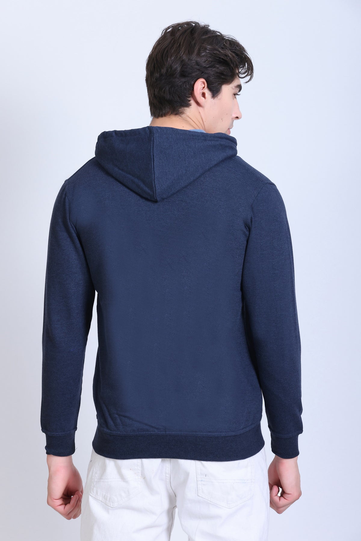 Pikmee Zero Degree Men's Zippered Hooded Sweatshirt - Denim Blue