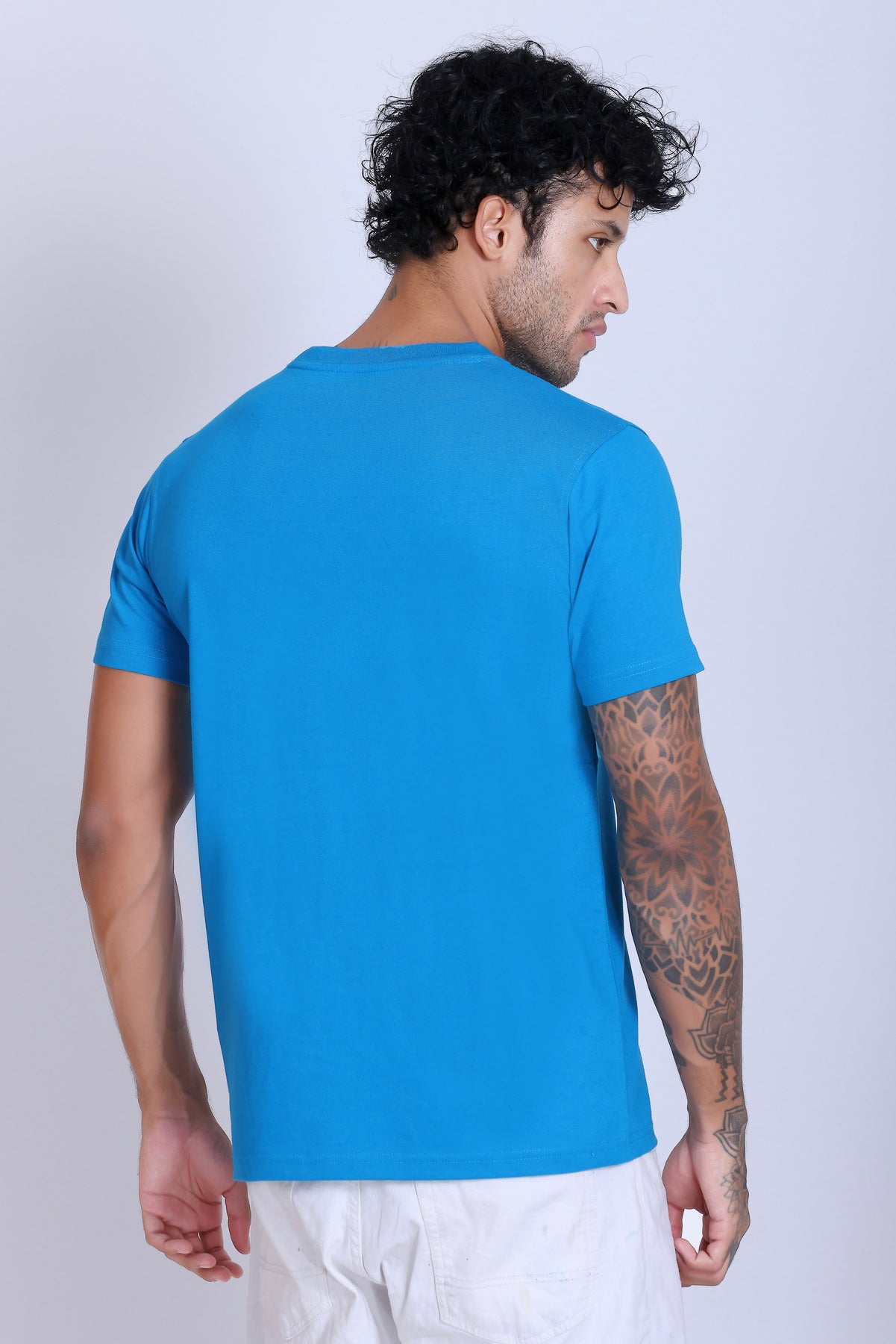PIKMEE Skinta Bio Wash Crew Neck T-Shirt in Aqua Blue - image 5