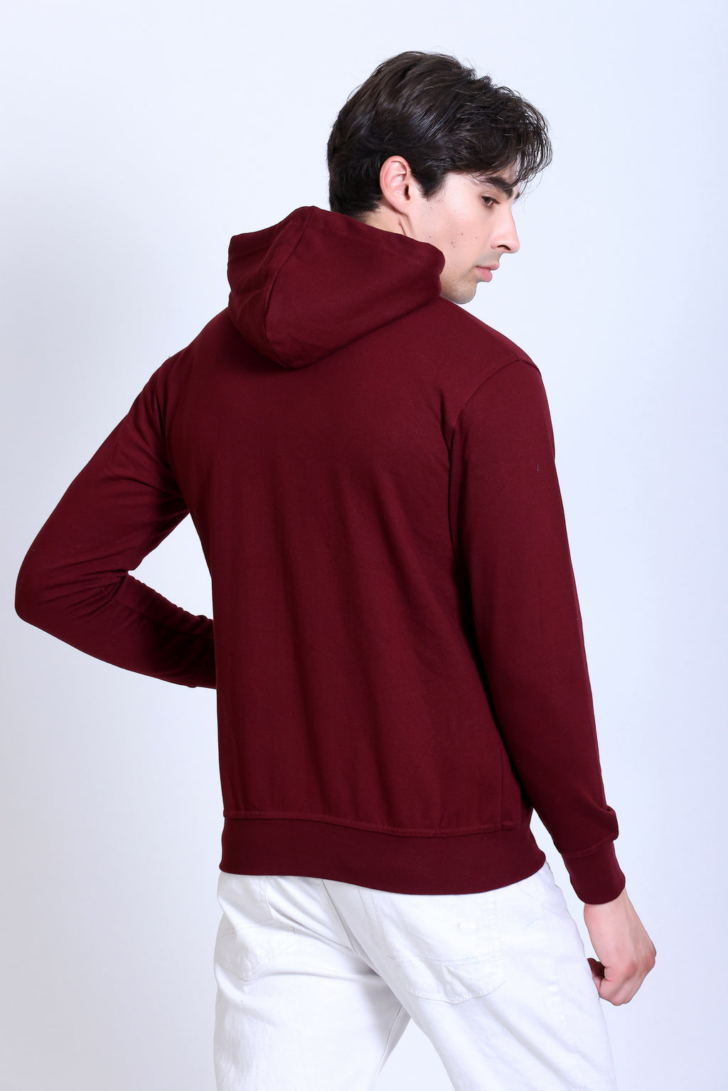 Pikmee Zero Degree Men's Zippered Hooded Sweatshirt - Maroon