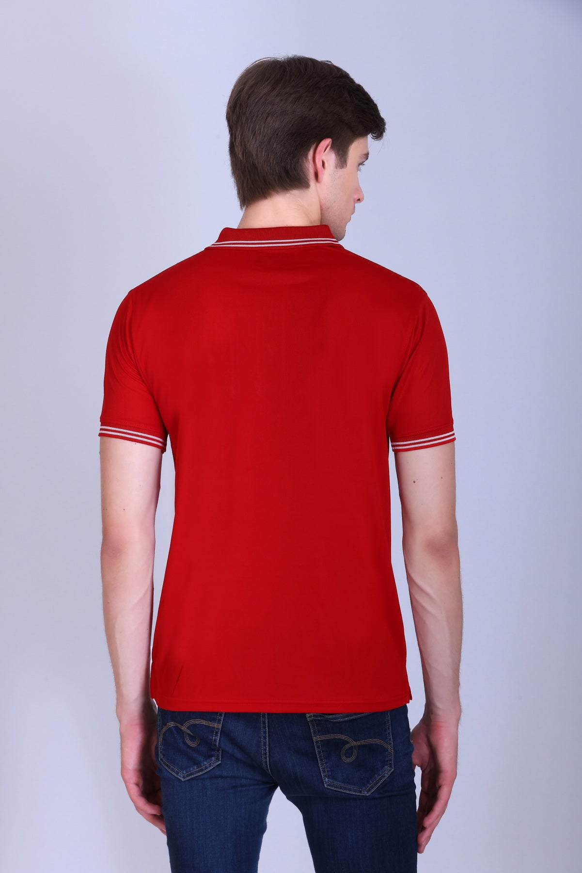 Sports Republic Acti Hy:Dry Dryfit Polo T-Shirt in Red With White Tipping - 4