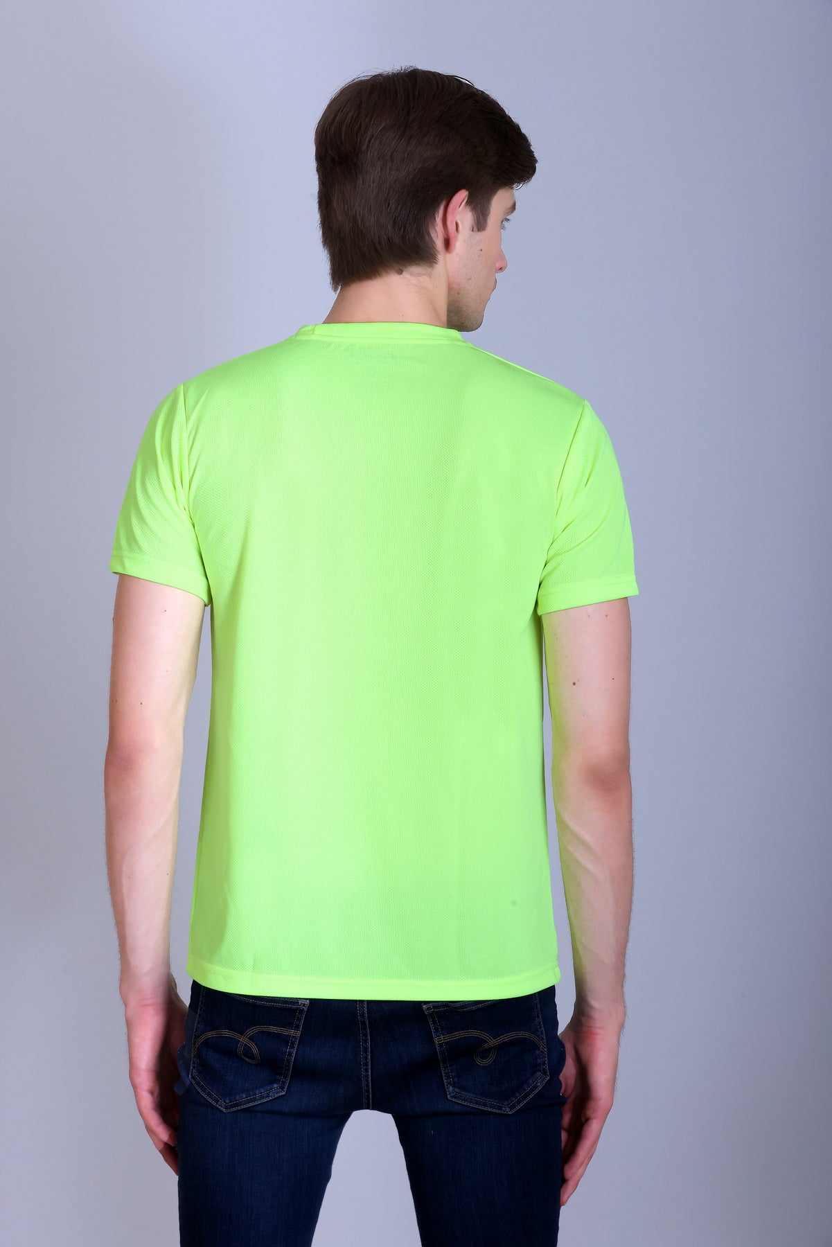 Sports Republic Acti-Runn Dryfit Crew Neck T-Shirt in Fluorescent Green - 4