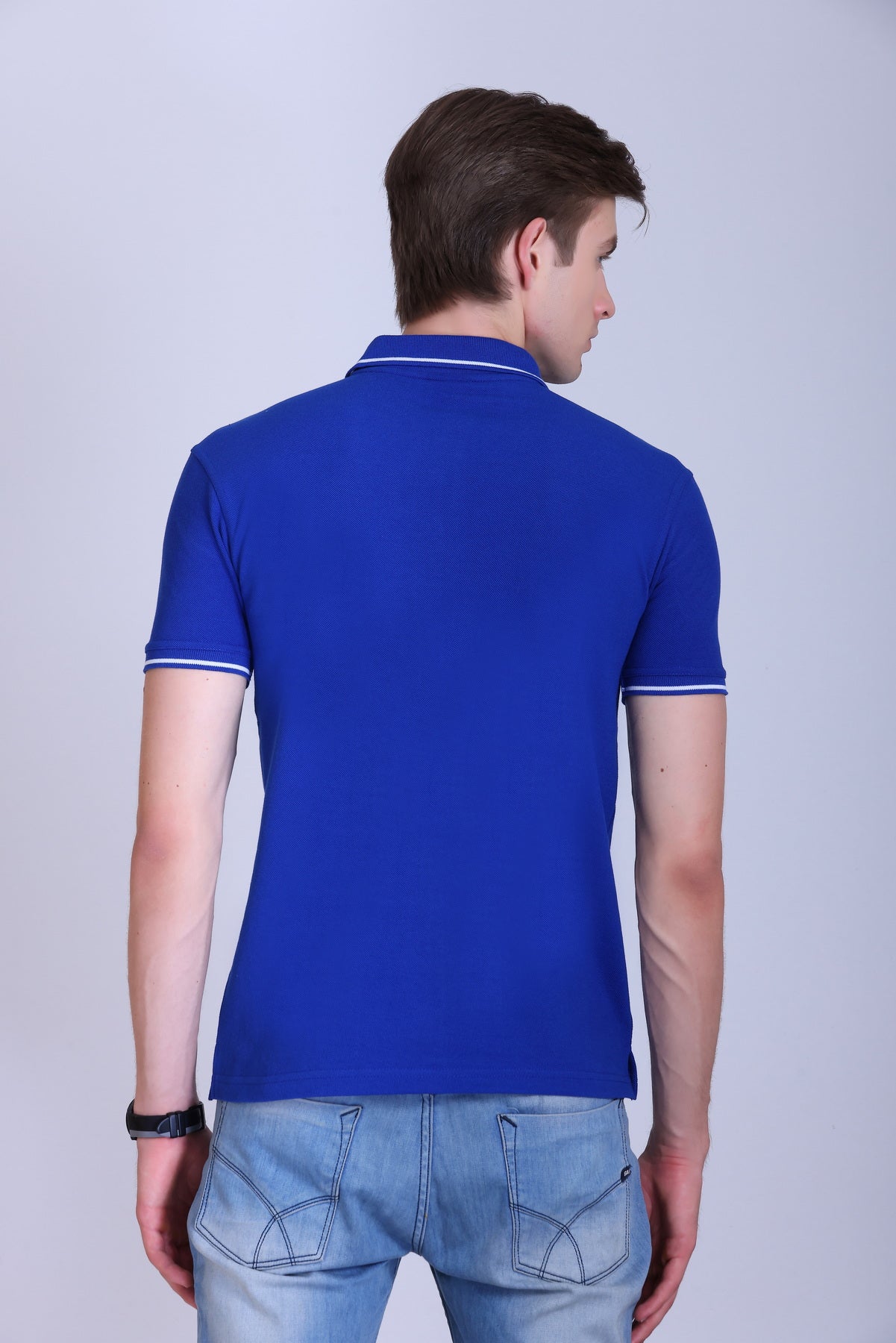 PIKMEE Highline Polo T-Shirt in Royal Blue with White - image 5