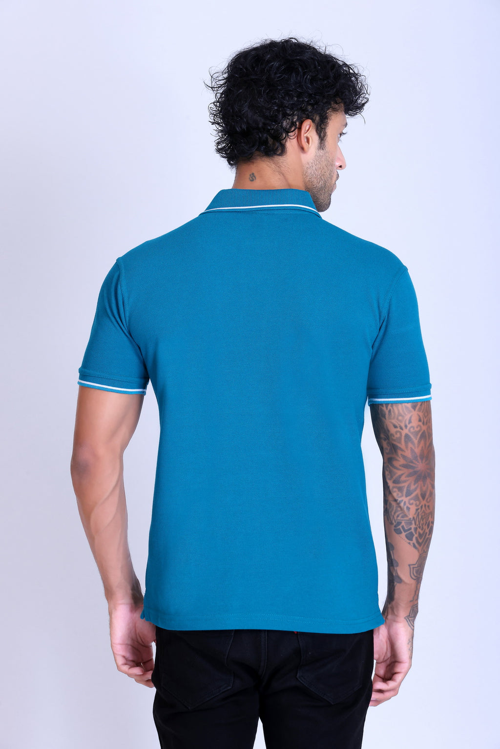 PIKMEE Highline Polo T-Shirt in Turquoise Green with White - image 5