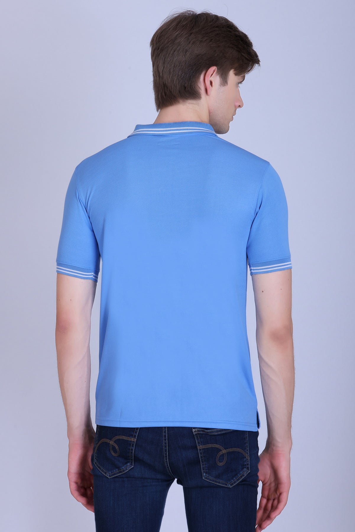 Sports Republic Acti Hy:Dry Dryfit Polo T-Shirt in Sky Blue With White Tipping - 4