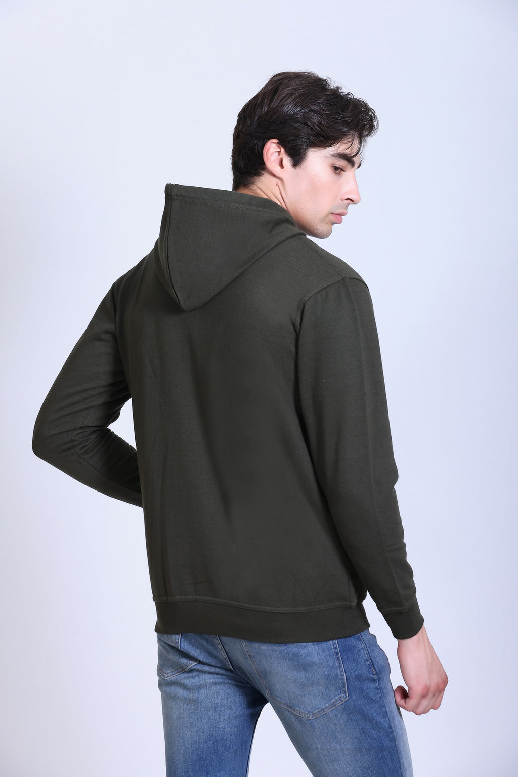 Pikmee Zero Degree Men's Zippered Hooded Sweatshirt - Olive