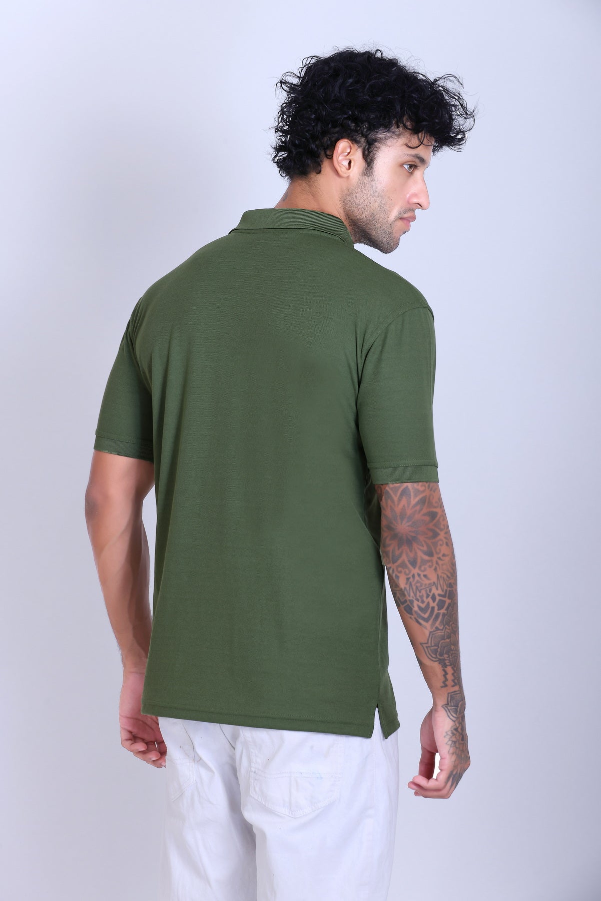 PIKMEE Titlis Polo T-Shirt in Olive - image 5