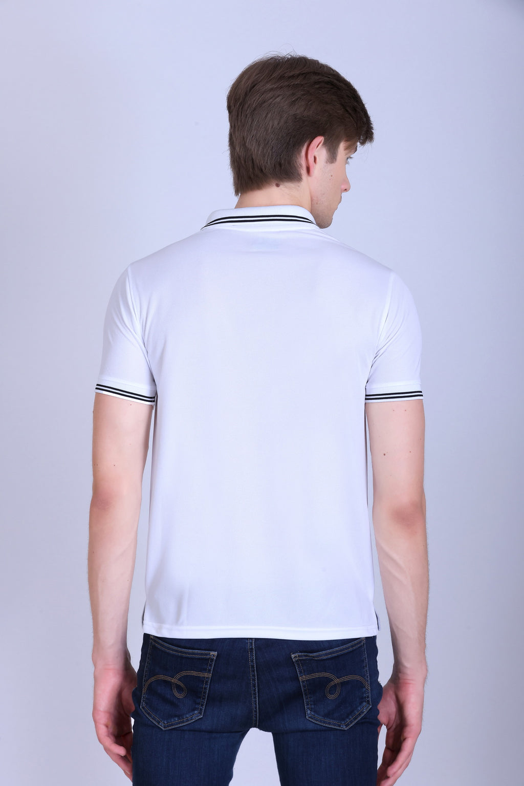 Sports Republic Acti Hy:Dry Dryfit Polo T-Shirt in White With Black Tipping - 4