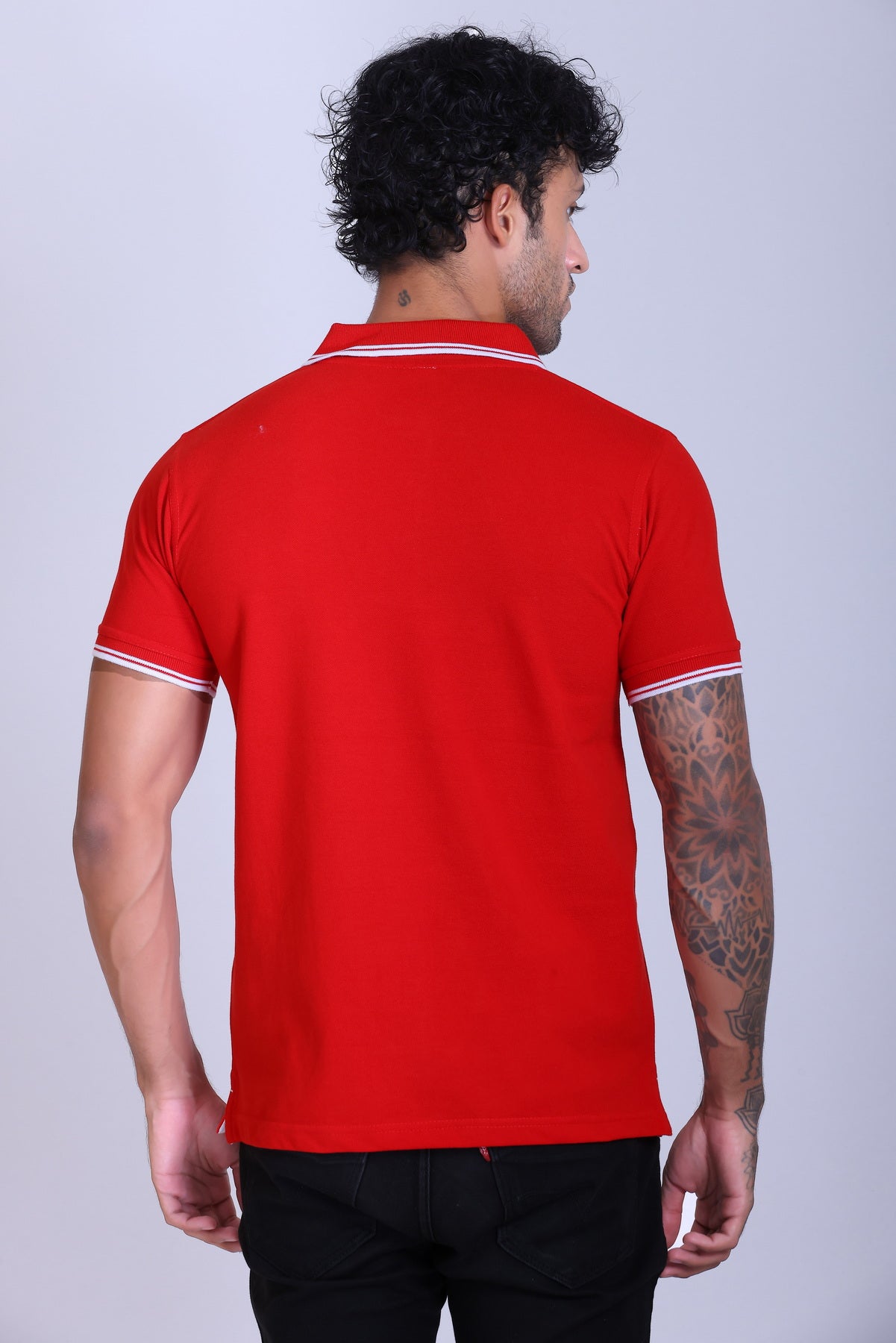 PIKMEE Tipline Polo T-Shirt in Red with White Tipping - image 5