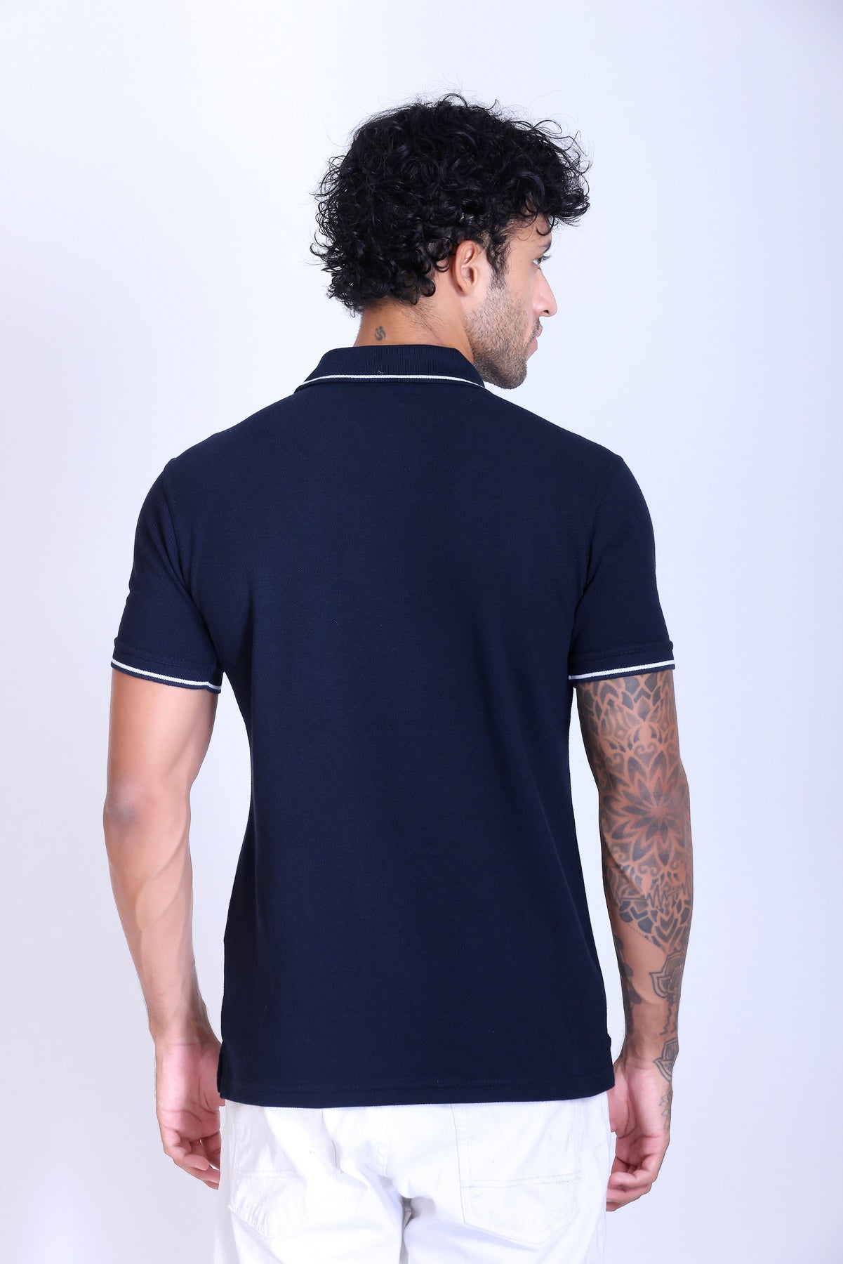 PIKMEE Highline Polo T-Shirt in Navy Blue with White - image 5