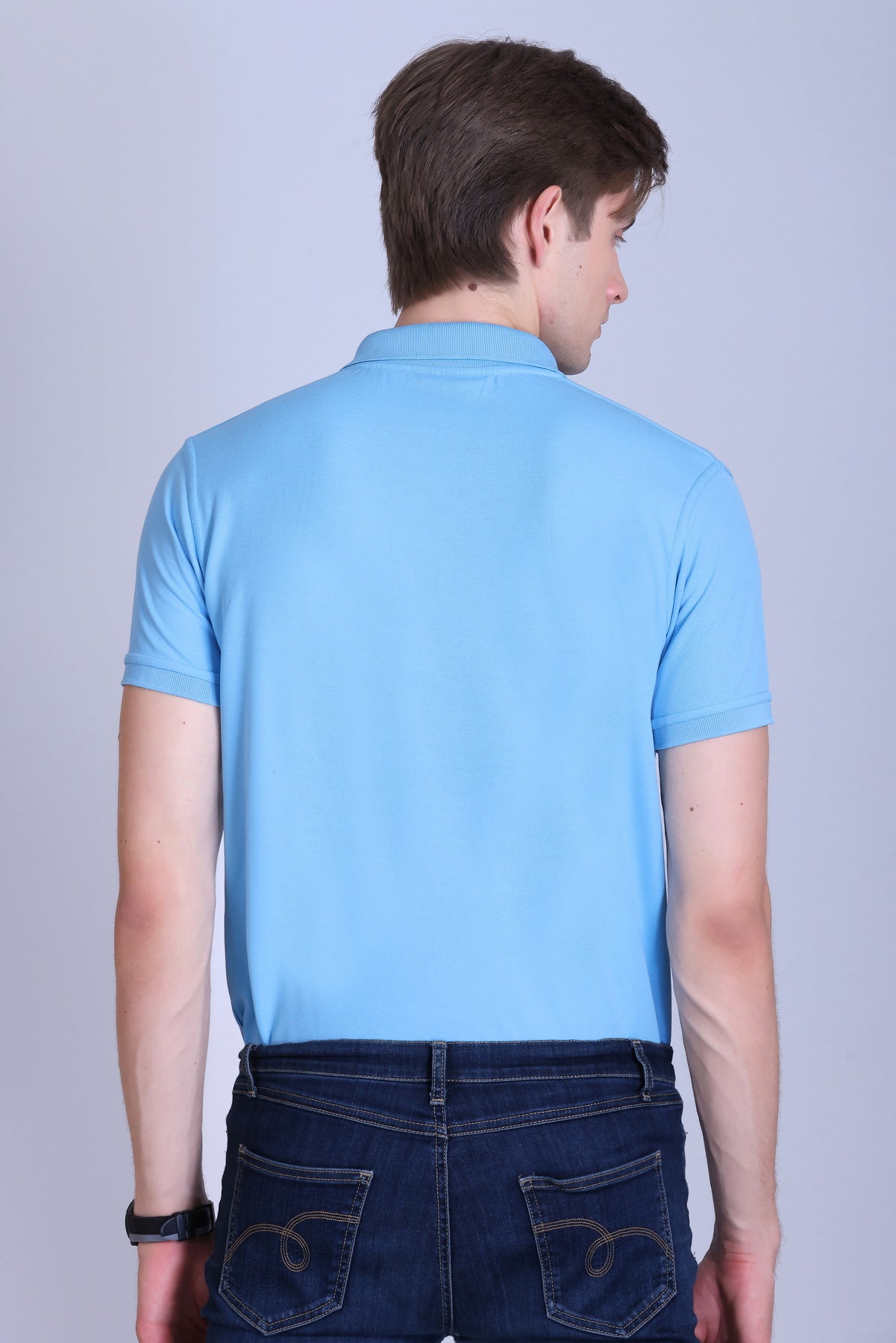 PIKMEE Titlis Polo T-Shirt in Sky Blue - image 5