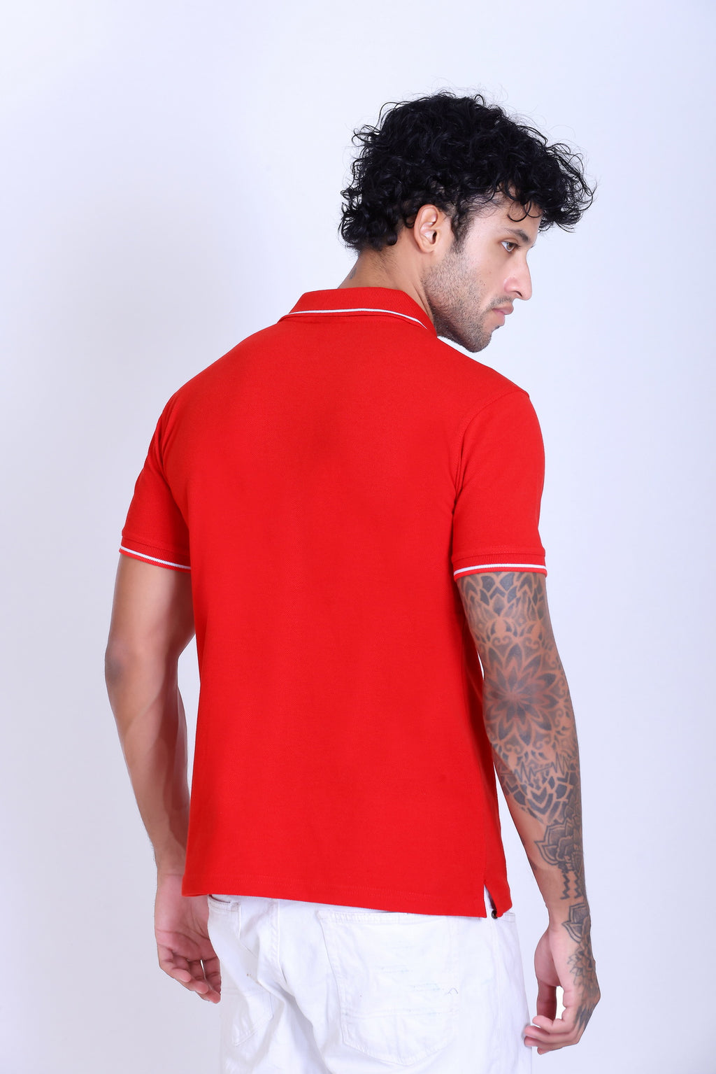 PIKMEE Highline Polo T-Shirt in Red with White - image 5
