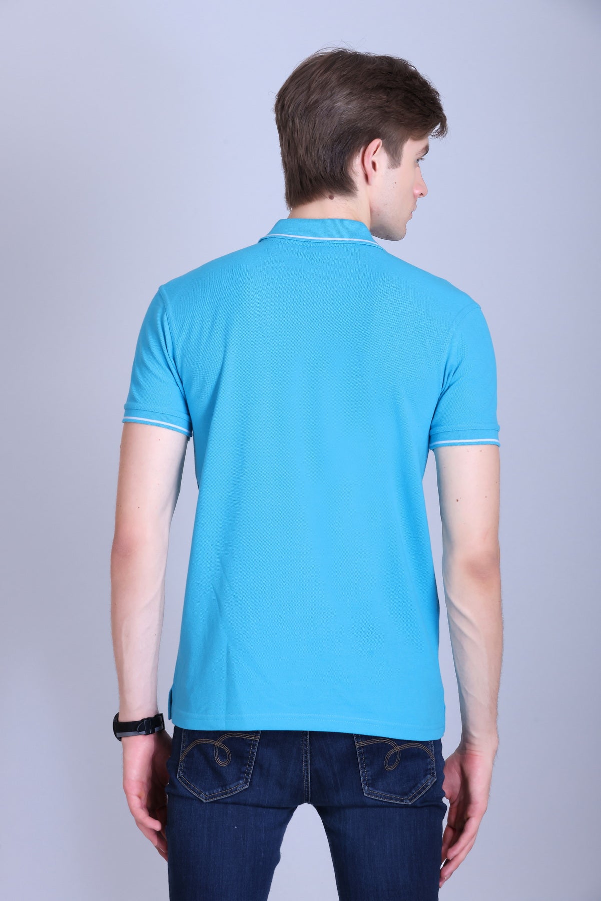 PIKMEE Highline Polo T-Shirt in Electric Blue with White - image 5