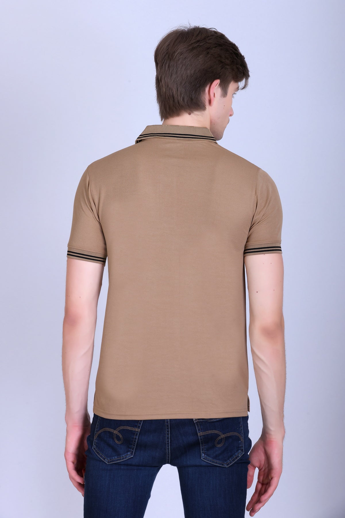 Sports Republic Acti Hy:Dry Dryfit Polo T-Shirt in Camel With Black Tipping - 3