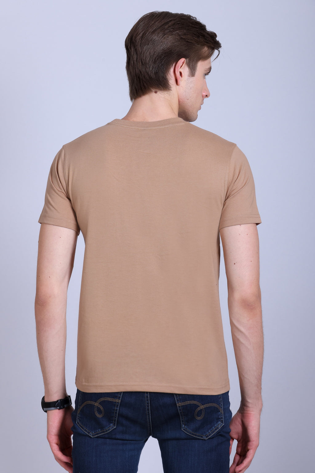PIKMEE Skinta Bio Wash Crew Neck T-Shirt in Dark Beige - image 5