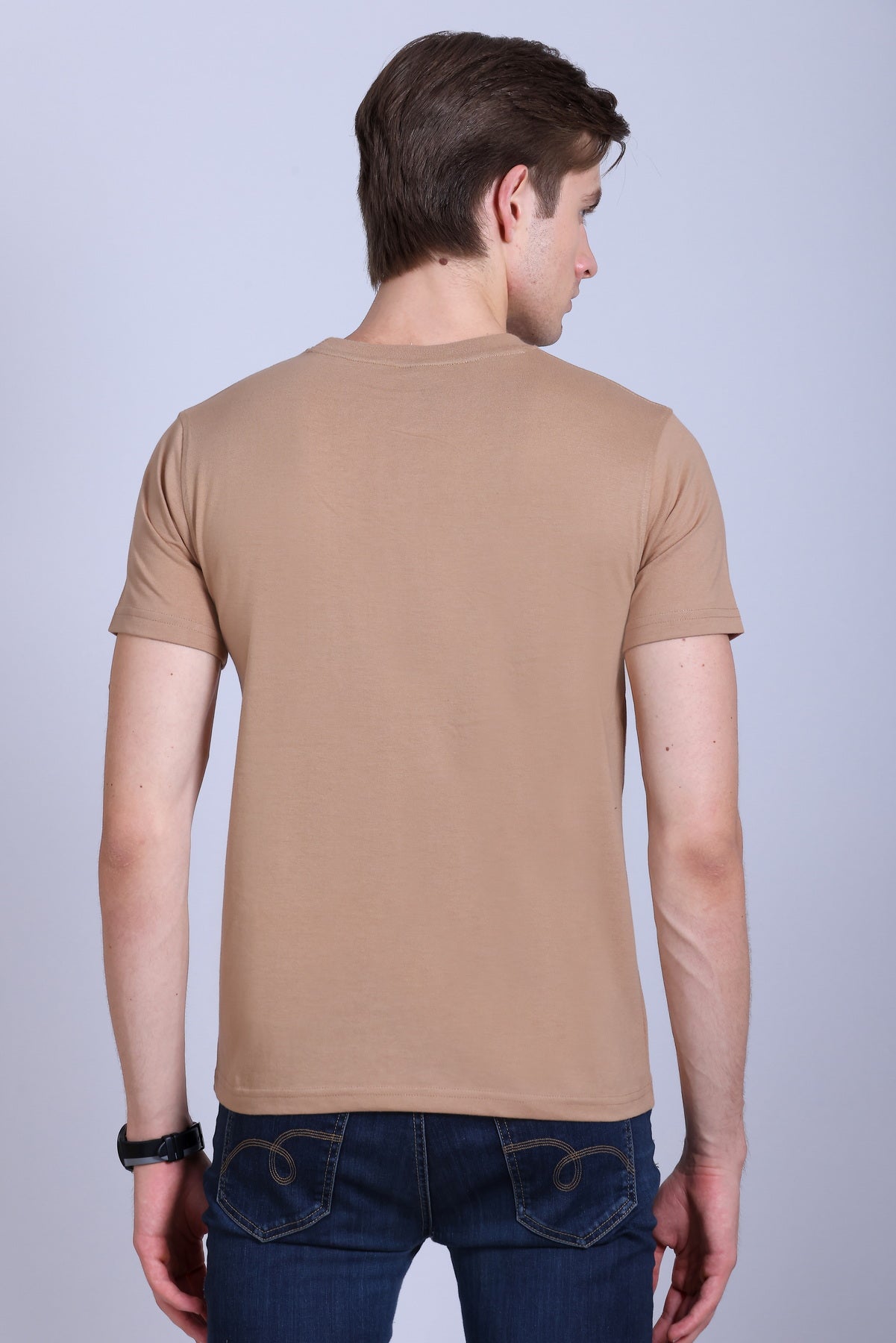 PIKMEE Skinta Bio Wash Crew Neck T-Shirt in Dark Beige - image 5