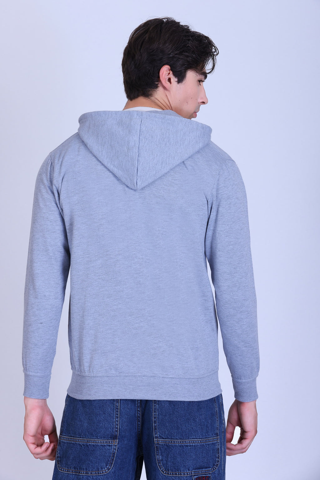 Pikmee Zero Degree Men's Zippered Hooded Sweatshirt - Grey Melange