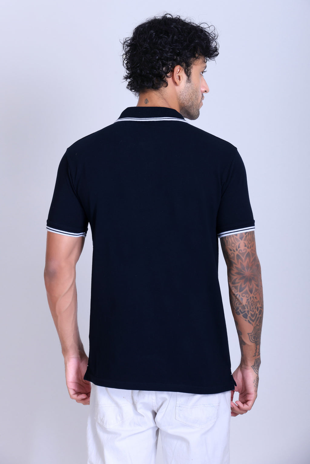 PIKMEE Tipline Polo T-Shirt in Navy Blue with White Tipping - image 5