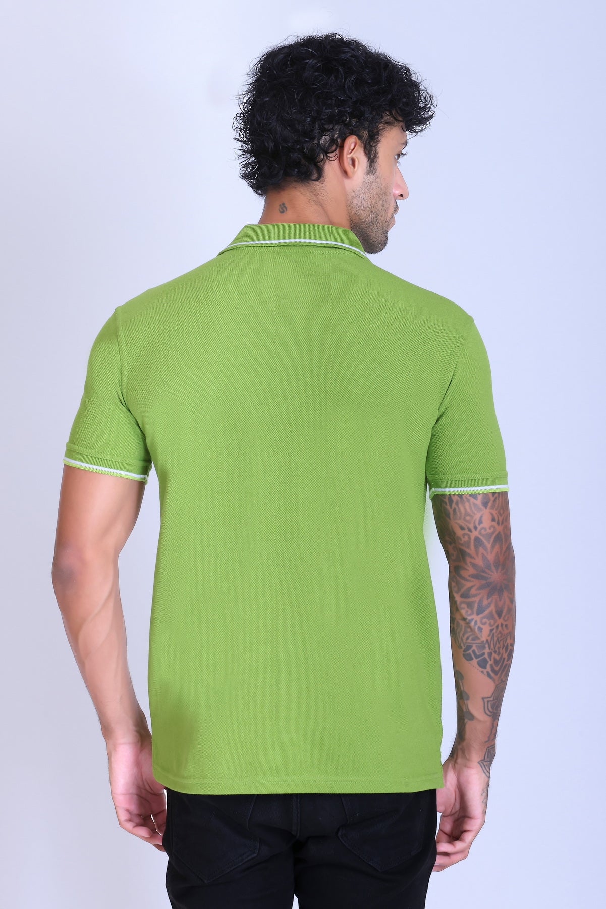 PIKMEE Highline Polo T-Shirt in Apple Green with White - image 5