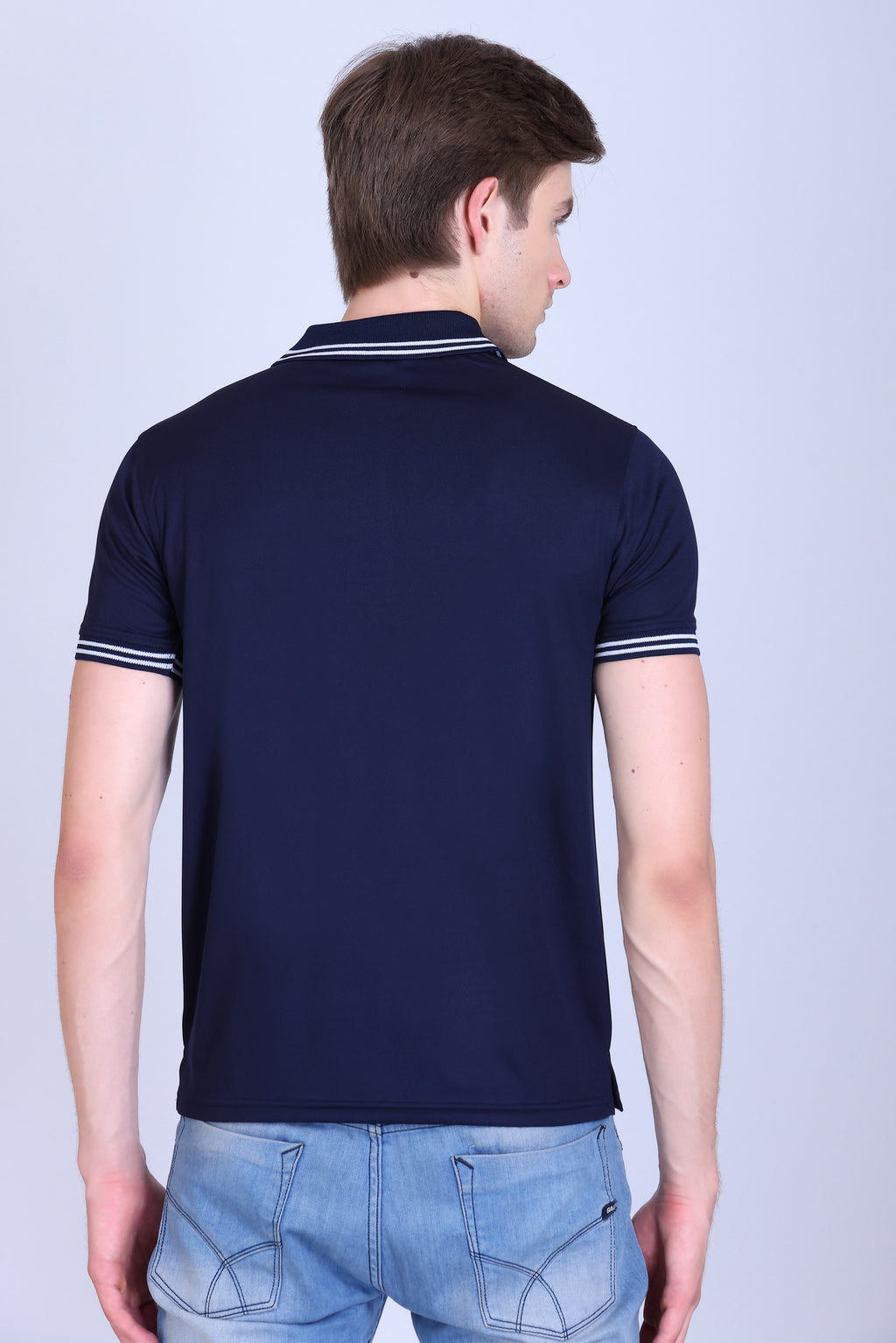 Sports Republic Acti Hy:Dry Dryfit Polo T-Shirt in Navy Blue With White Tipping - 4