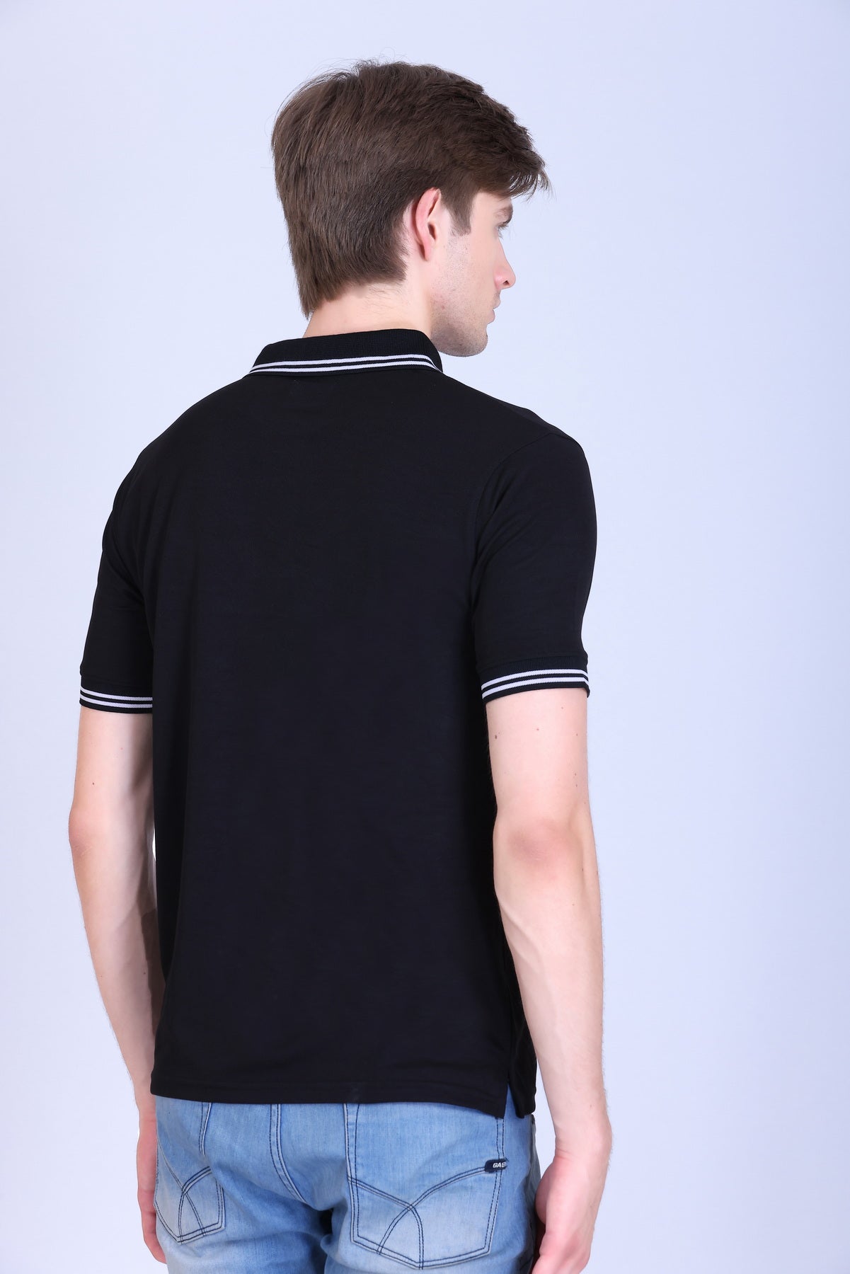Sports Republic Acti Hy:Dry Dryfit Polo T-Shirt in Black With White Tipping - 4