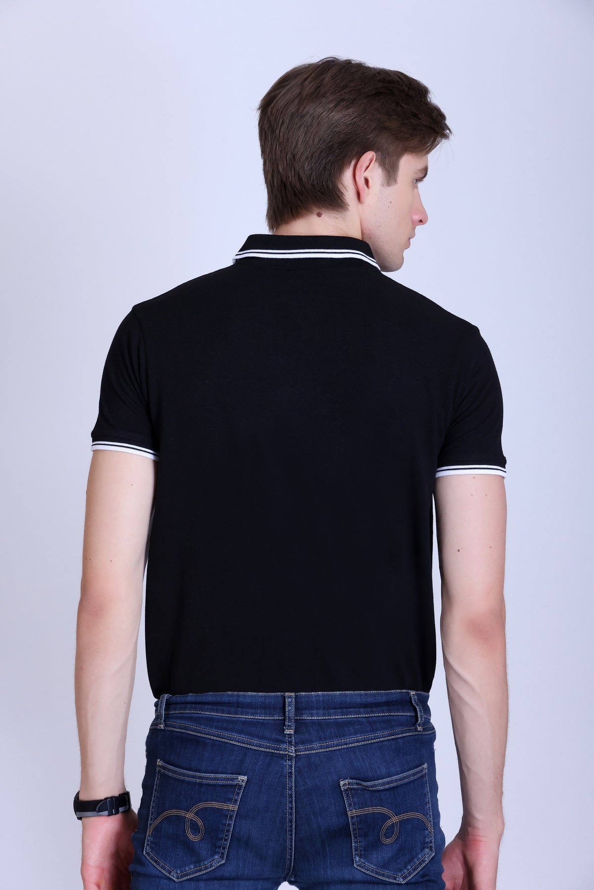 PIKMEE Tipline Polo T-Shirt in Black with White Tipping - image 5