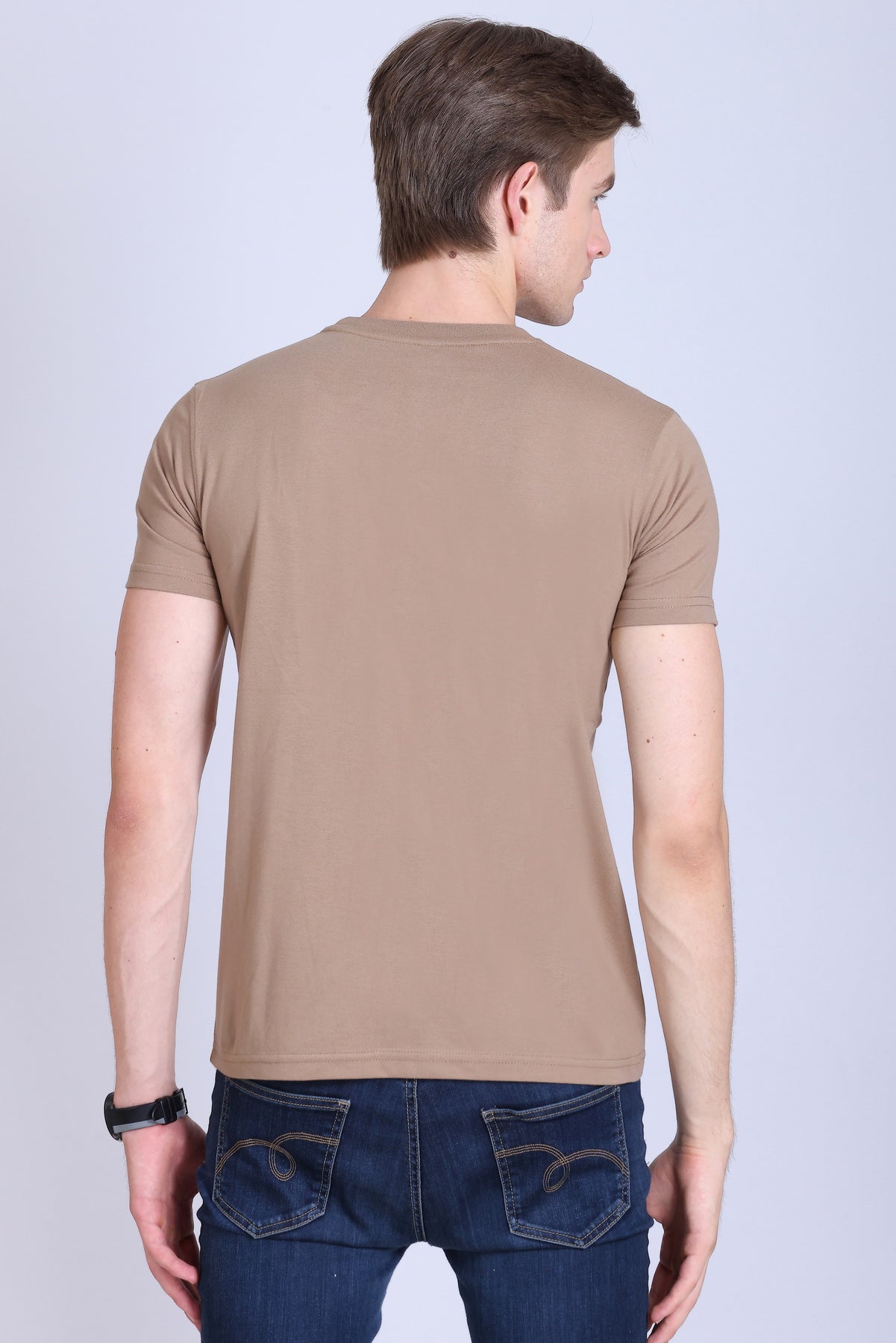 PIKMEE Skinta Bio Wash Crew Neck T-Shirt in Beige - image 5