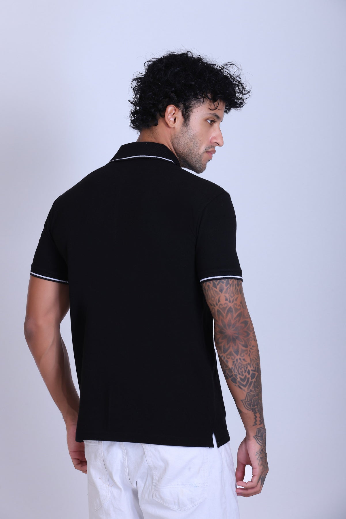 PIKMEE Highline Polo T-Shirt in Black with White - image 5
