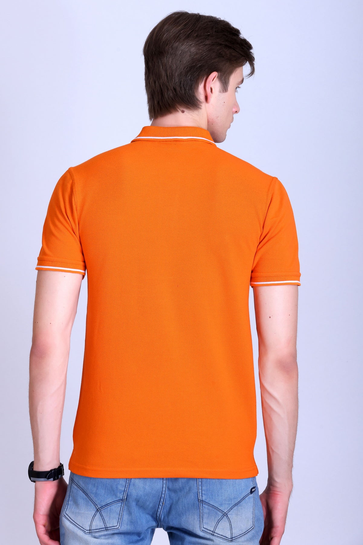 PIKMEE Highline Polo T-Shirt in Orange with White - image 5