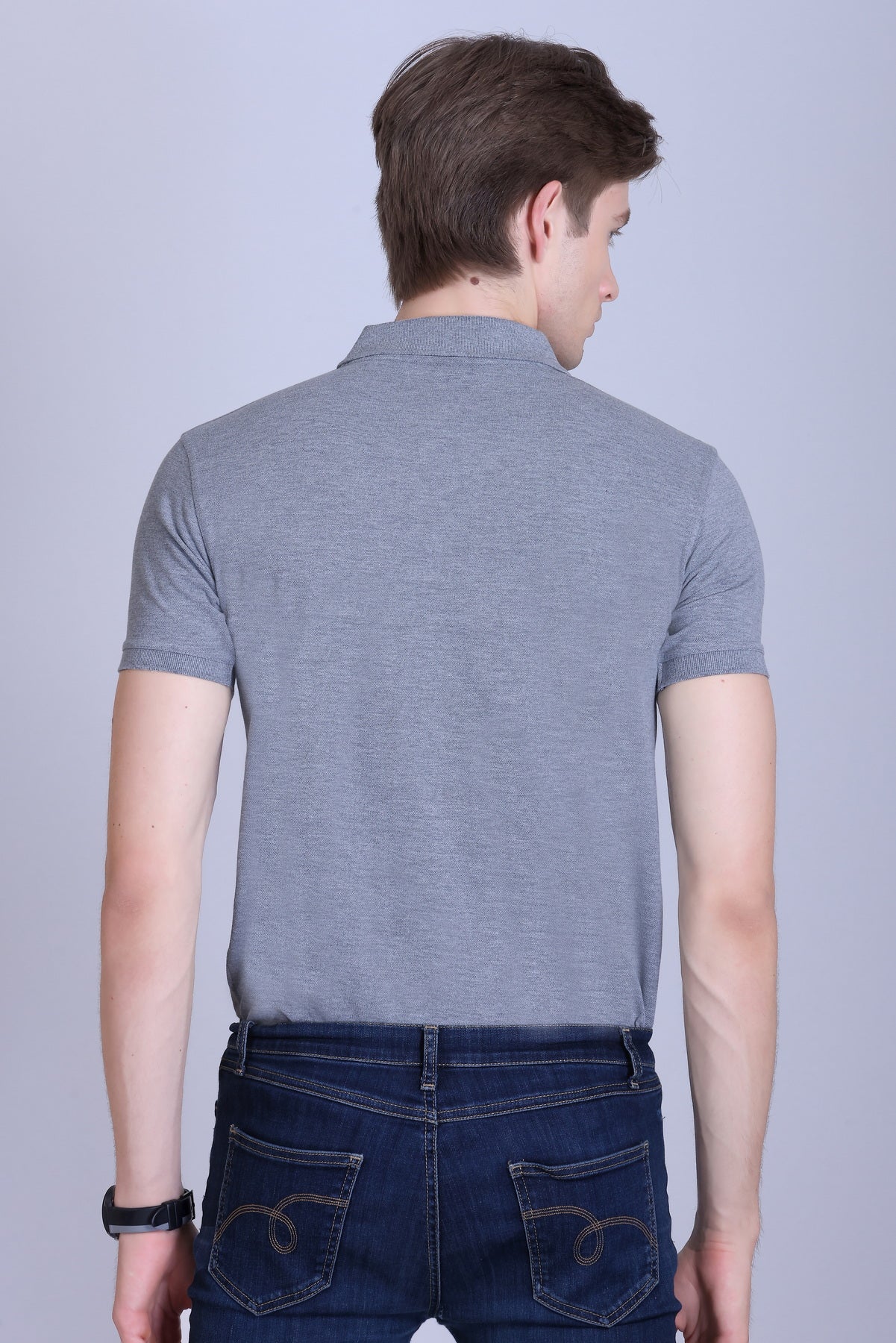 PIKMEE Fastees Polo T-Shirt in Grey Melange - image 5