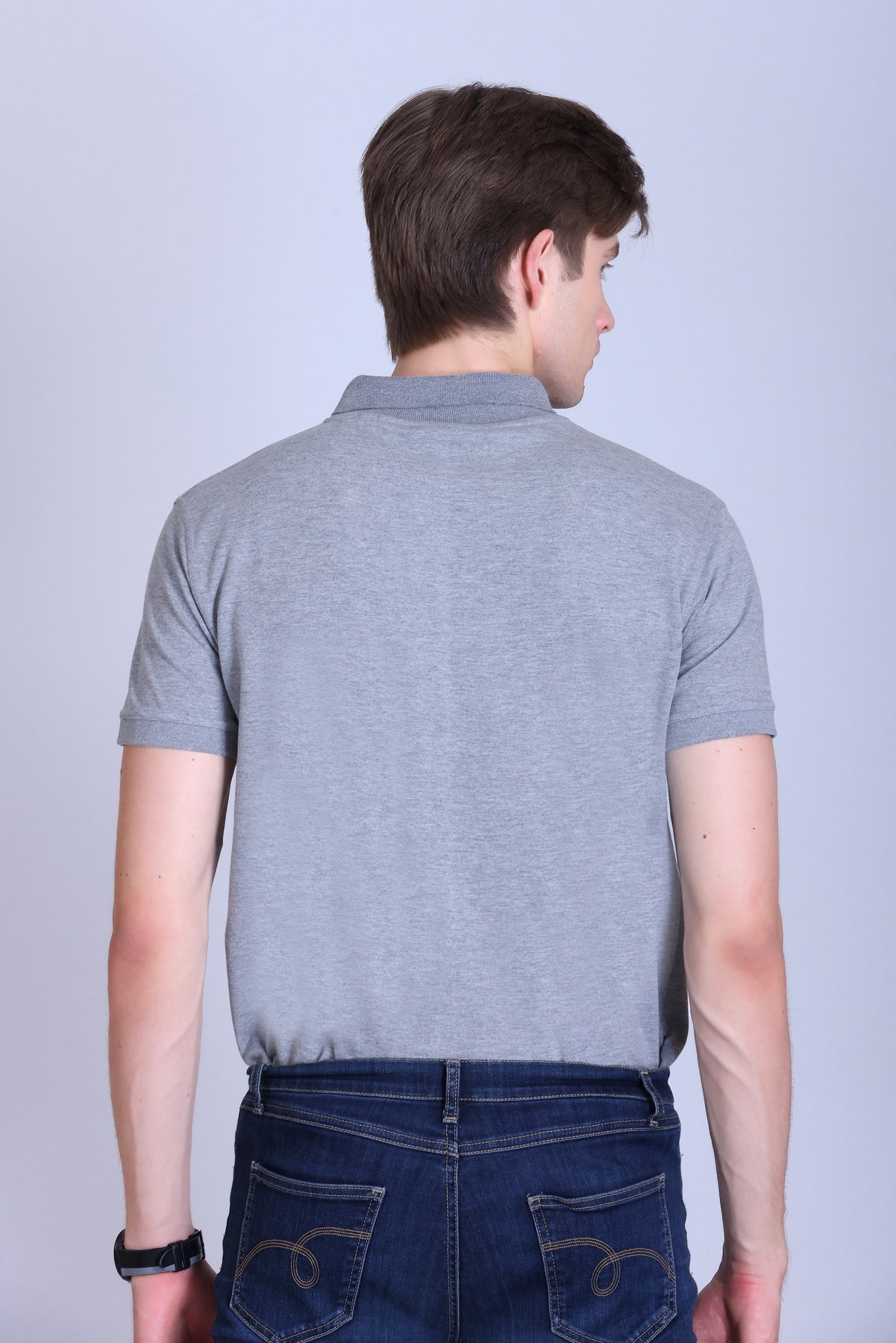 PIKMEE Titlis Polo T-Shirt in Grey Melange - image 5