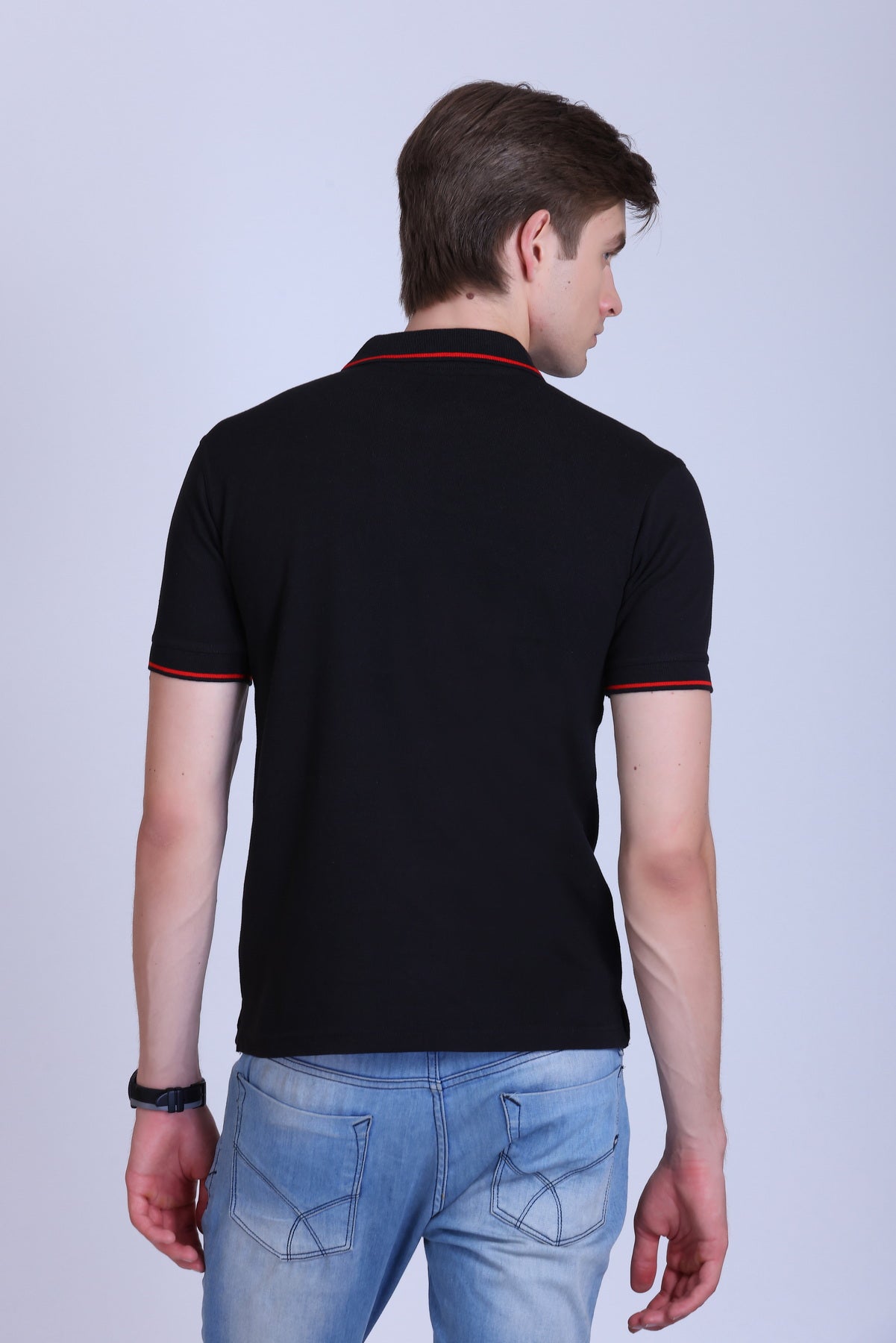 PIKMEE Highline Polo T-Shirt in Black with Red - image 5