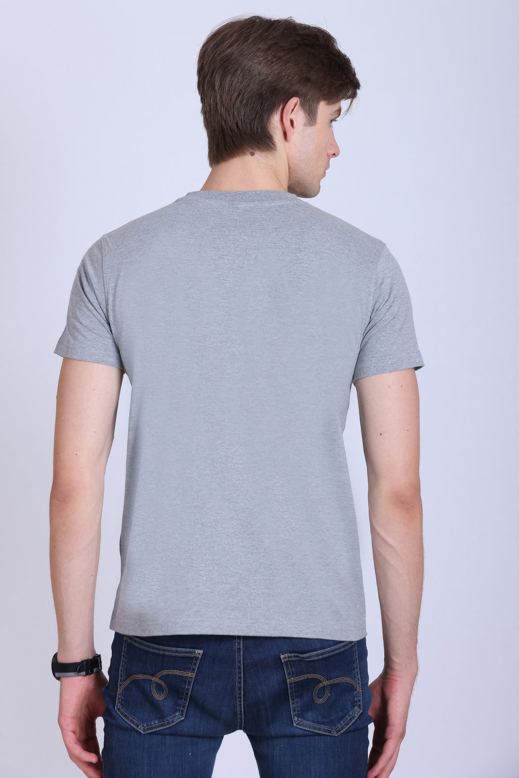 PIKMEE Skinta Bio Wash Crew Neck T-Shirt in Grey Melange - image 5