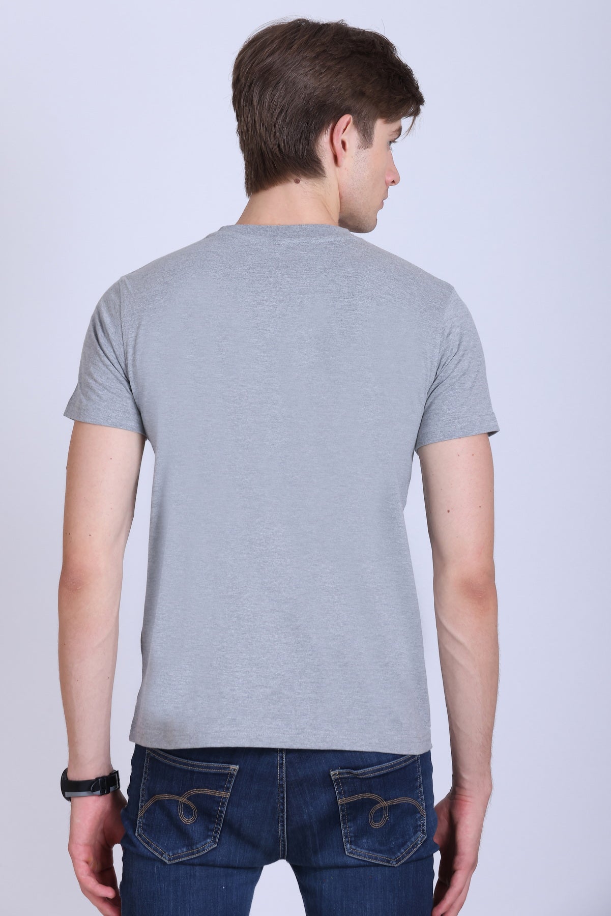 PIKMEE Skinta Bio Wash Crew Neck T-Shirt in Grey Melange - image 5