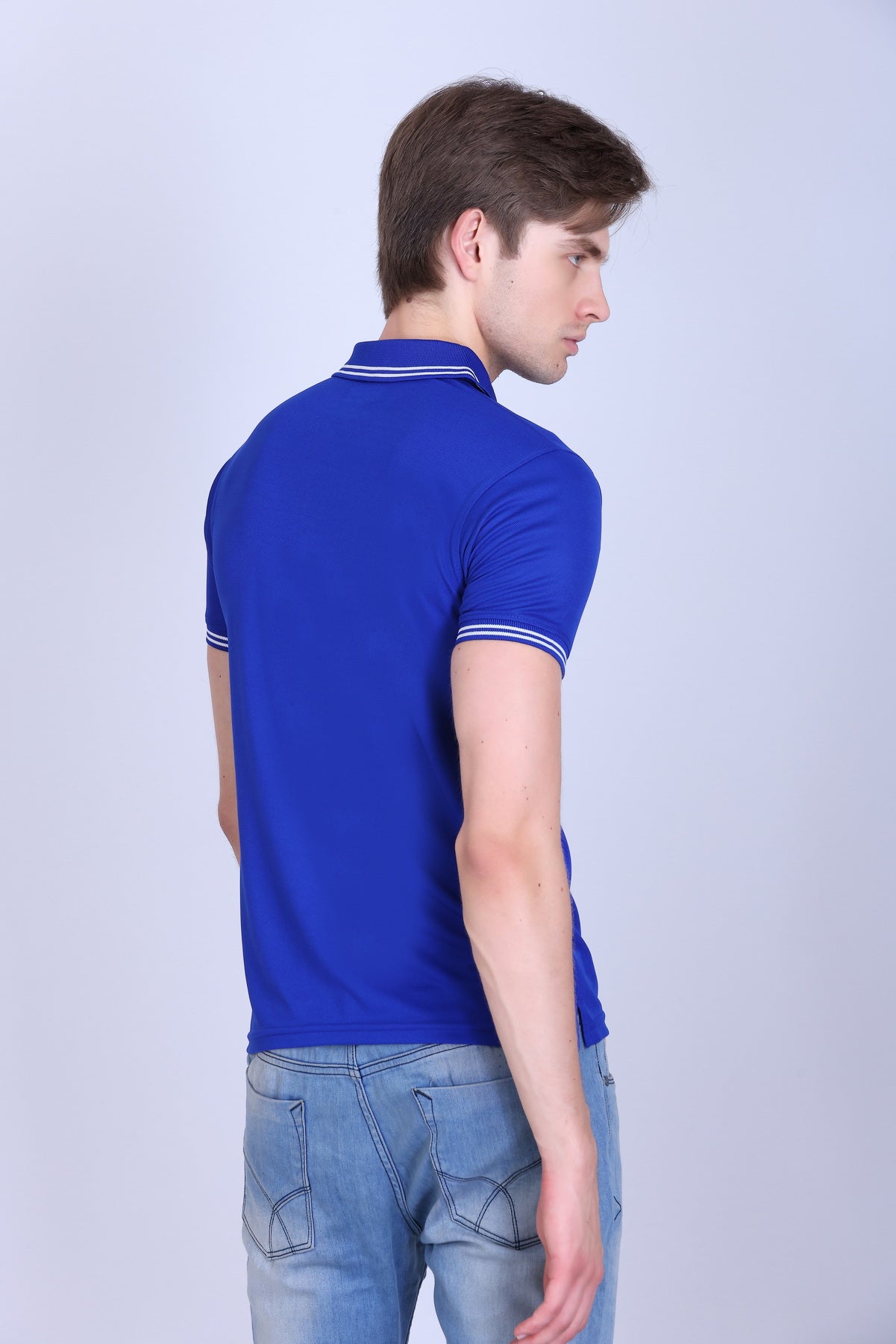 Sports Republic Acti Hy:Dry Dryfit Polo T-Shirt in Royal Blue With White Tipping - 4