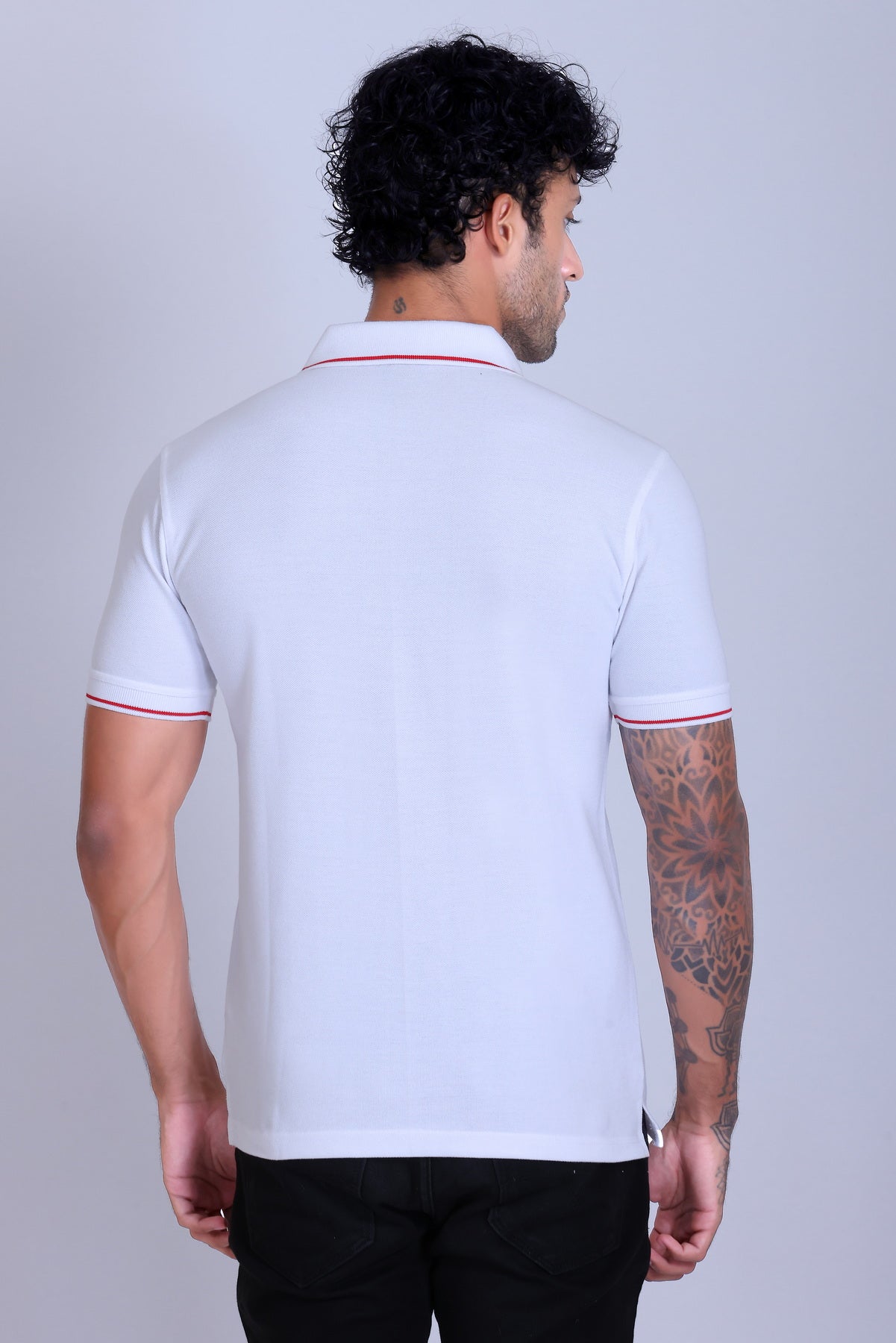 PIKMEE Highline Polo T-Shirt in White with Red - image 5