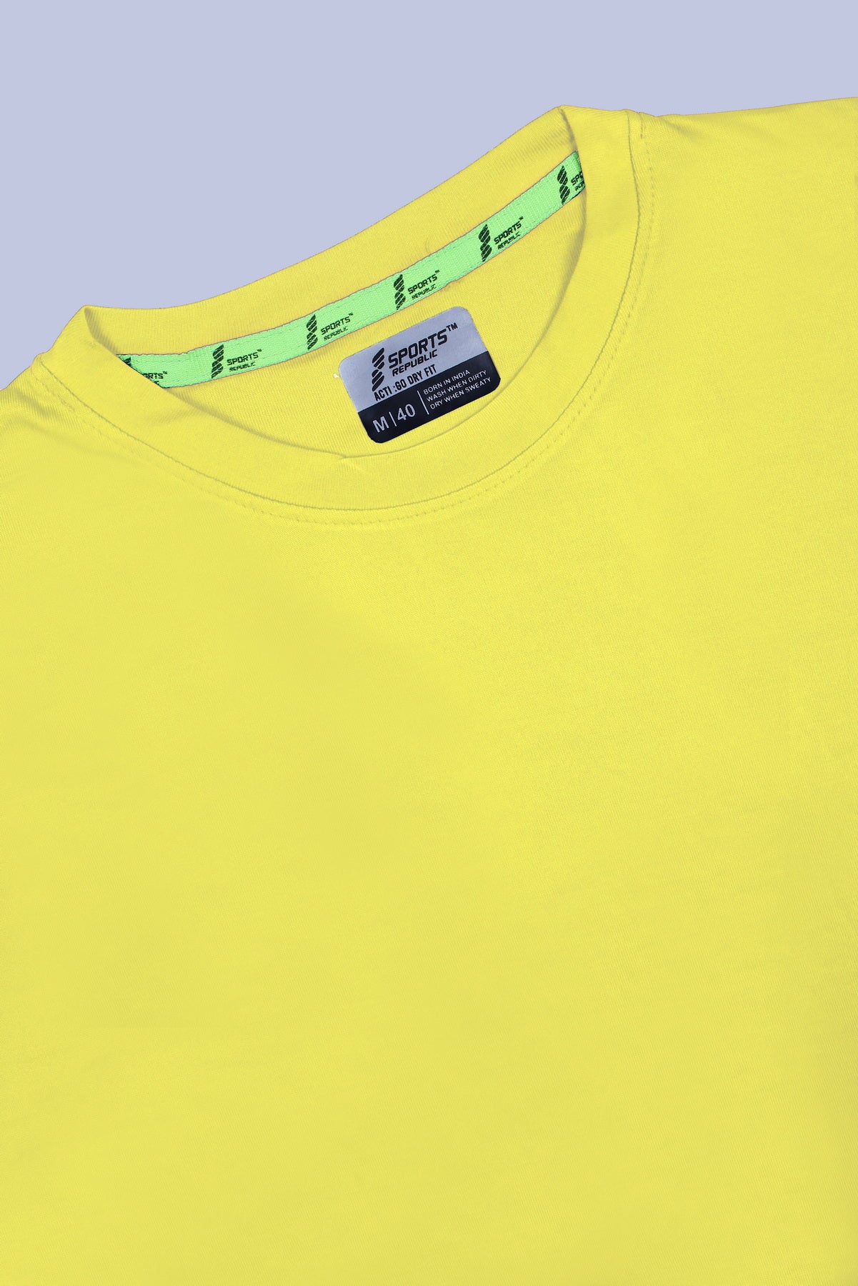 Sports Republic Acti-Go Dryfit Crew Neck T-Shirt in Lemon Yellow - 5