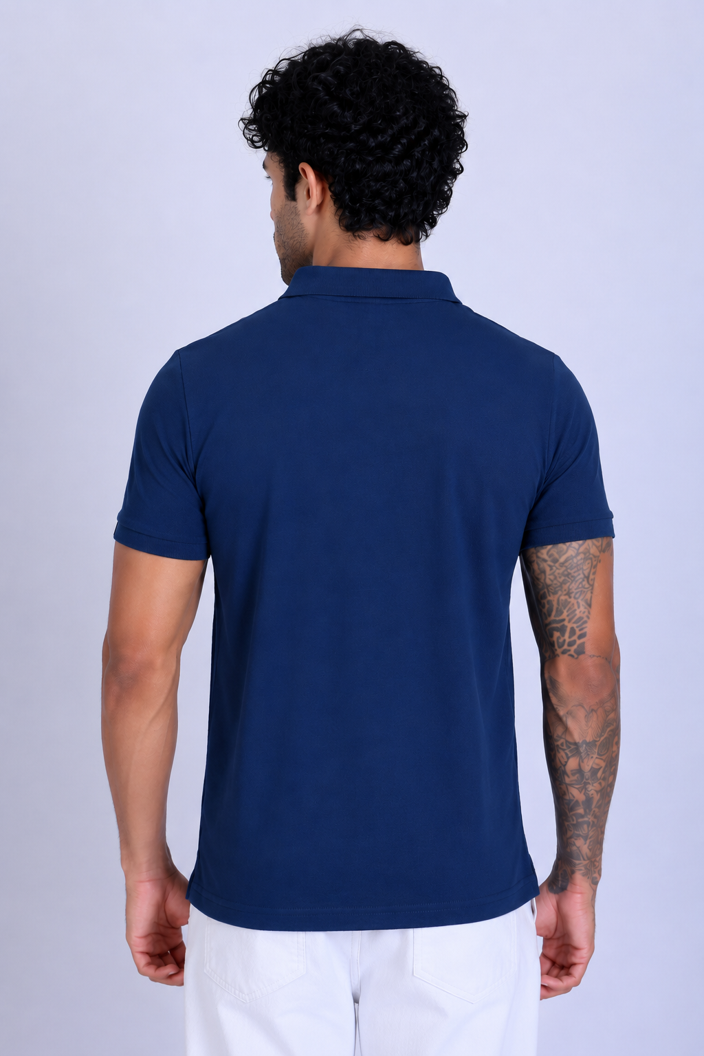 WINBARG Solid Stretch Polo T-Shirt in Teal Blue - image 5