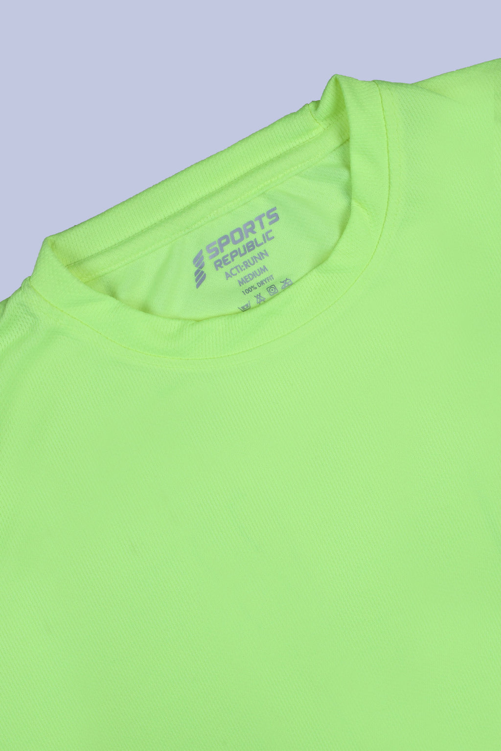 Sports Republic Acti-Runn Dryfit Crew Neck T-Shirt in Fluorescent Green - 5