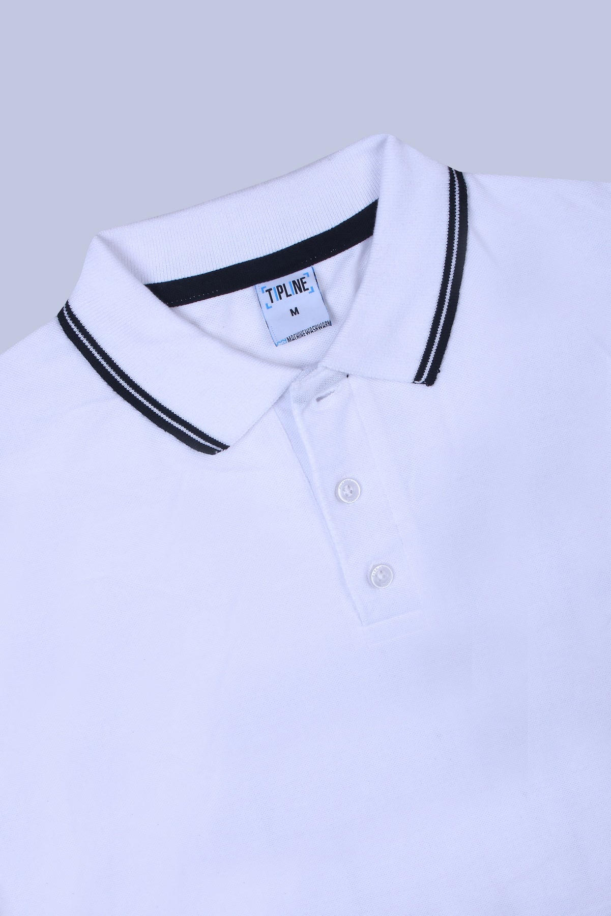 PIKMEE Tipline Polo T-Shirt in White with Black Tipping - image 6