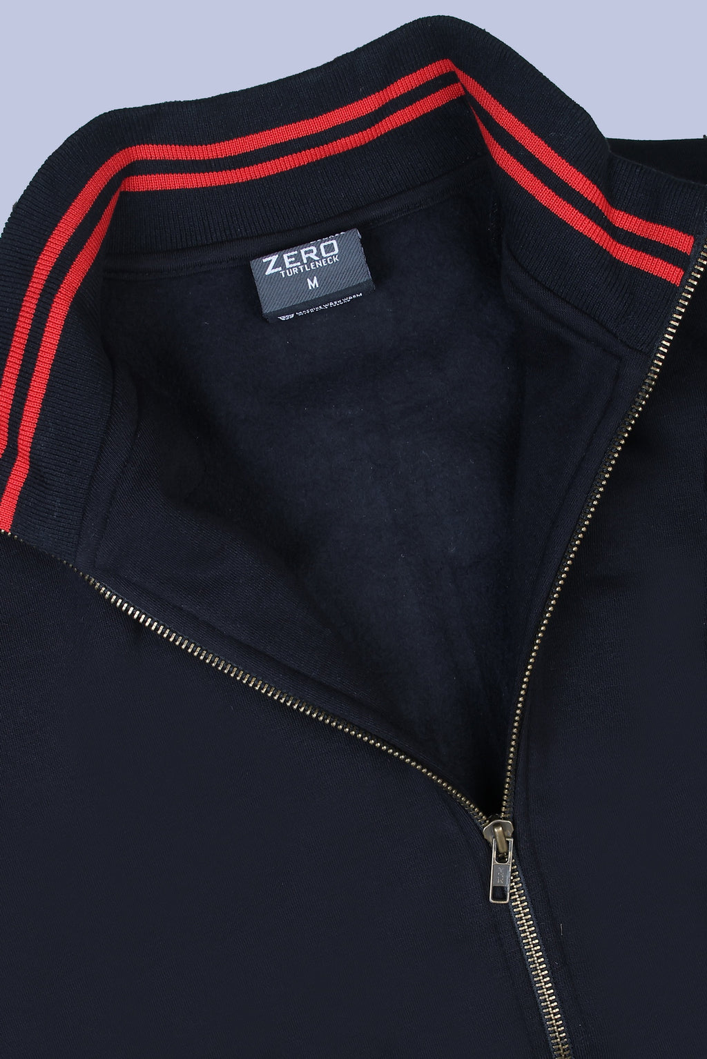 Pikmee Zero Degree Men's Turtle Neck Sweatshirt - Black With Red